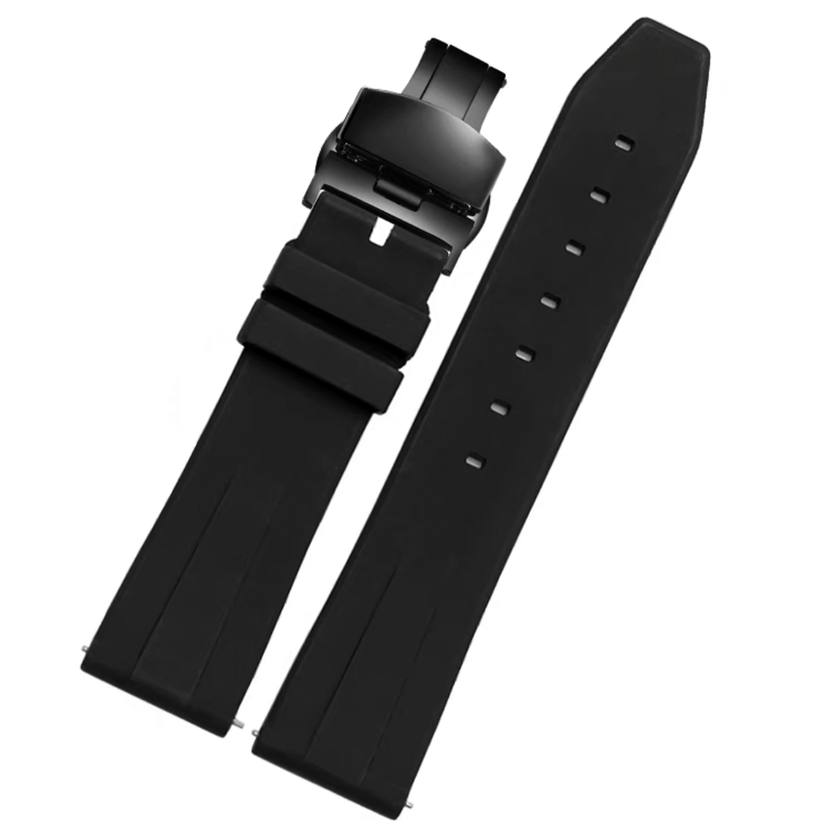 Zac FKM Quick-Release Rubber Strap Black (Black Butterfly Clasp) 