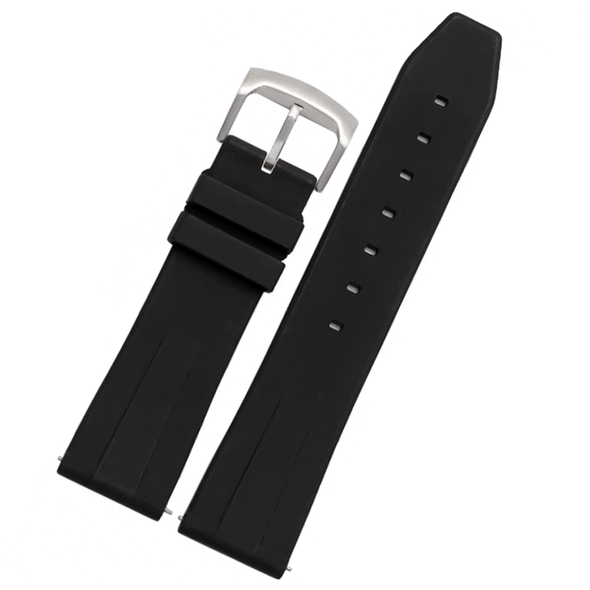 Zac FKM Rubber Quick-Release Strap Black (SIlver Pin Buckle) 