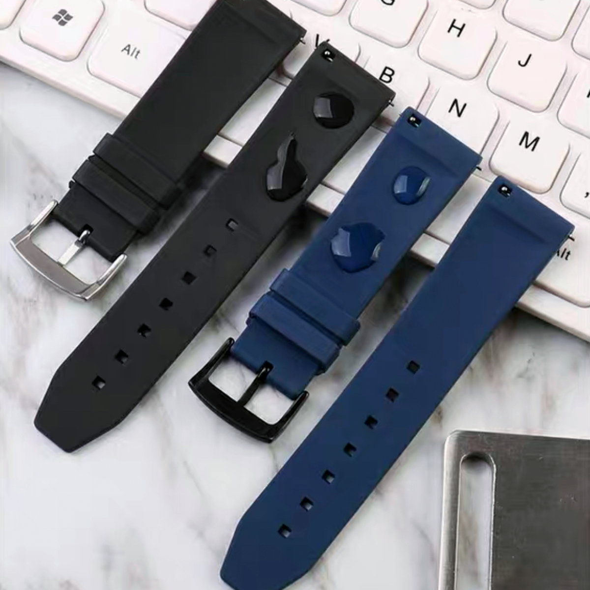 Zac FKM Rubber Quick-Release Strap Blue (Silver Butterfly Clasp)