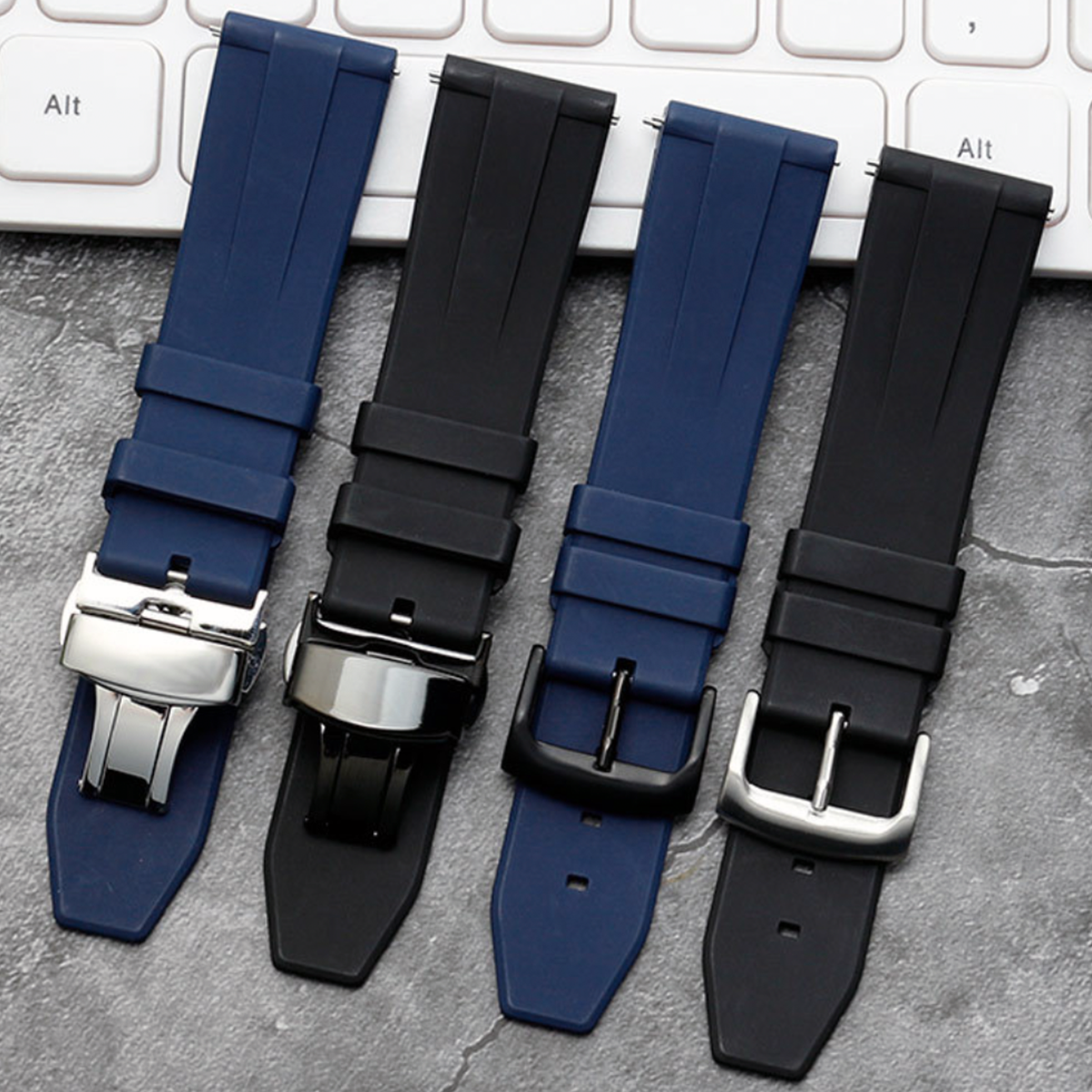 Zac FKM Rubber Quick-Release Strap Black (SIlver Butterfly Clasp)