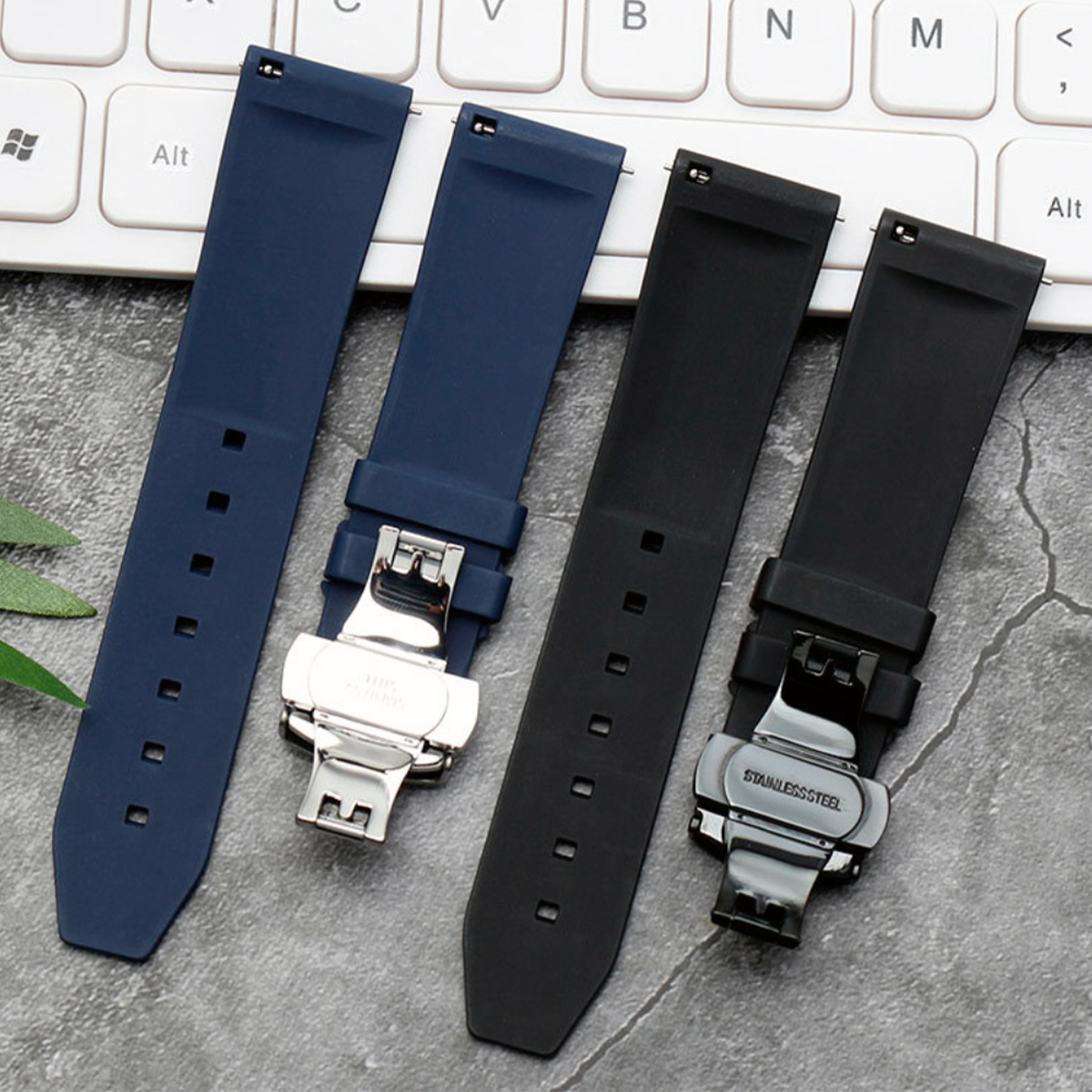 Zac FKM Rubber Quick-Release Strap Blue (Silver Butterfly Clasp)