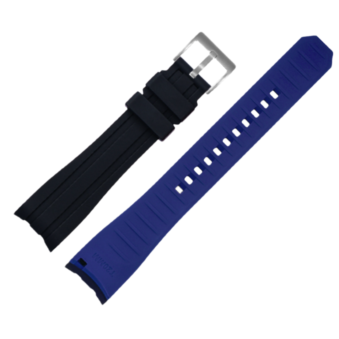 Ames Silicone Quick-Release Curved Lug End Strap Black Blue 
