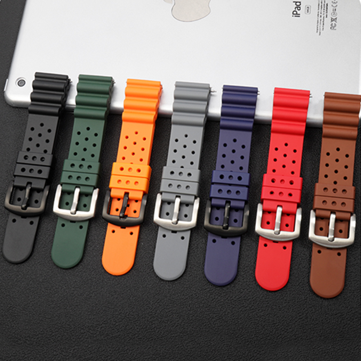 Laser Dice Quick-Release FKM Rubber Watch Strap Black