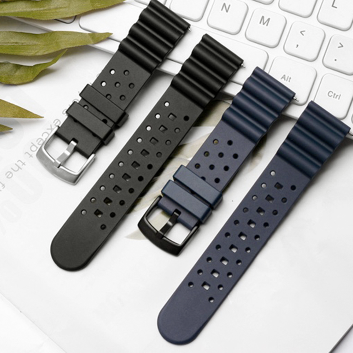 Laser Dice Quick-Release FKM Rubber Watch Strap Black