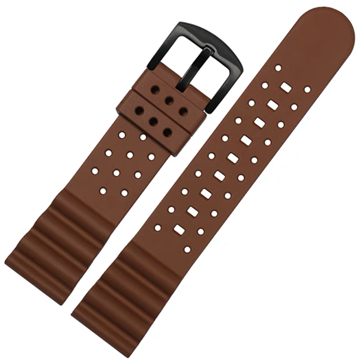 Laser Dice Quick-Release FKM Rubber Watch Strap Brown