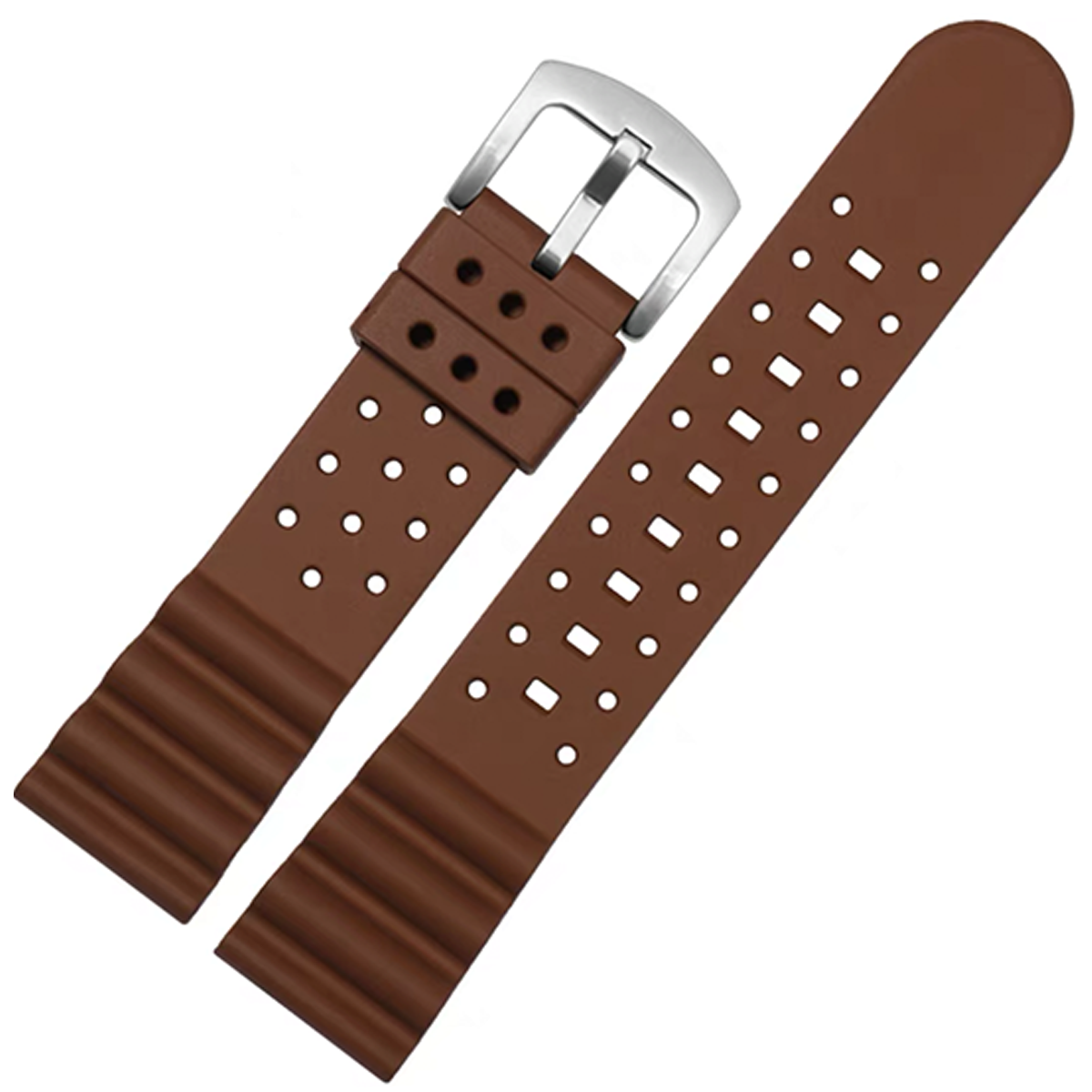 Laser Dice Quick-Release FKM Rubber Watch Strap Brown