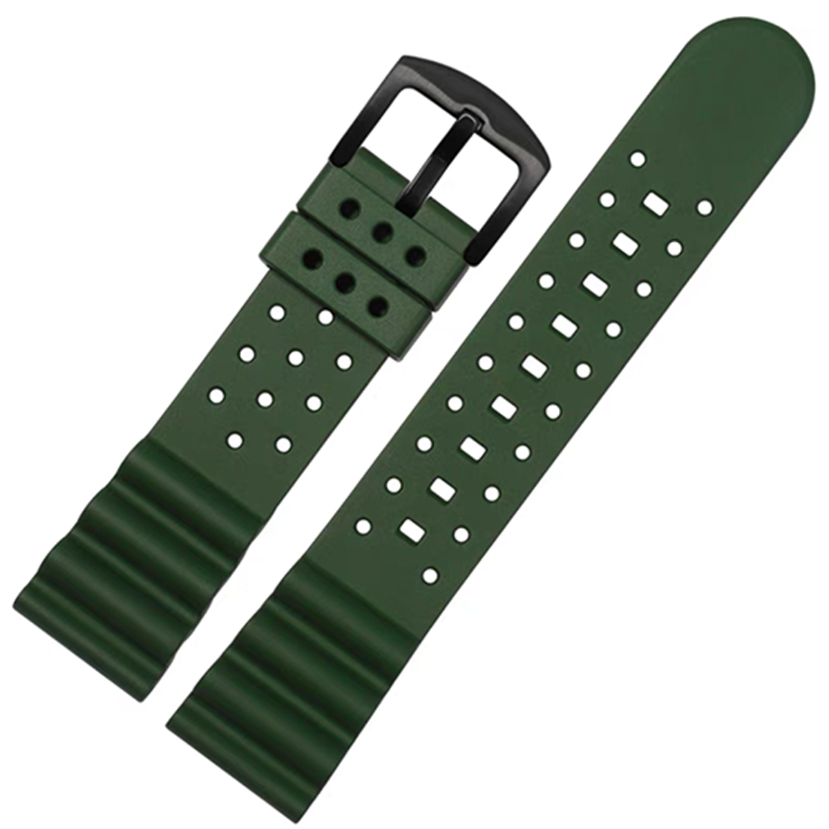 Laser Dice Quick-Release FKM Rubber Watch Strap Green
