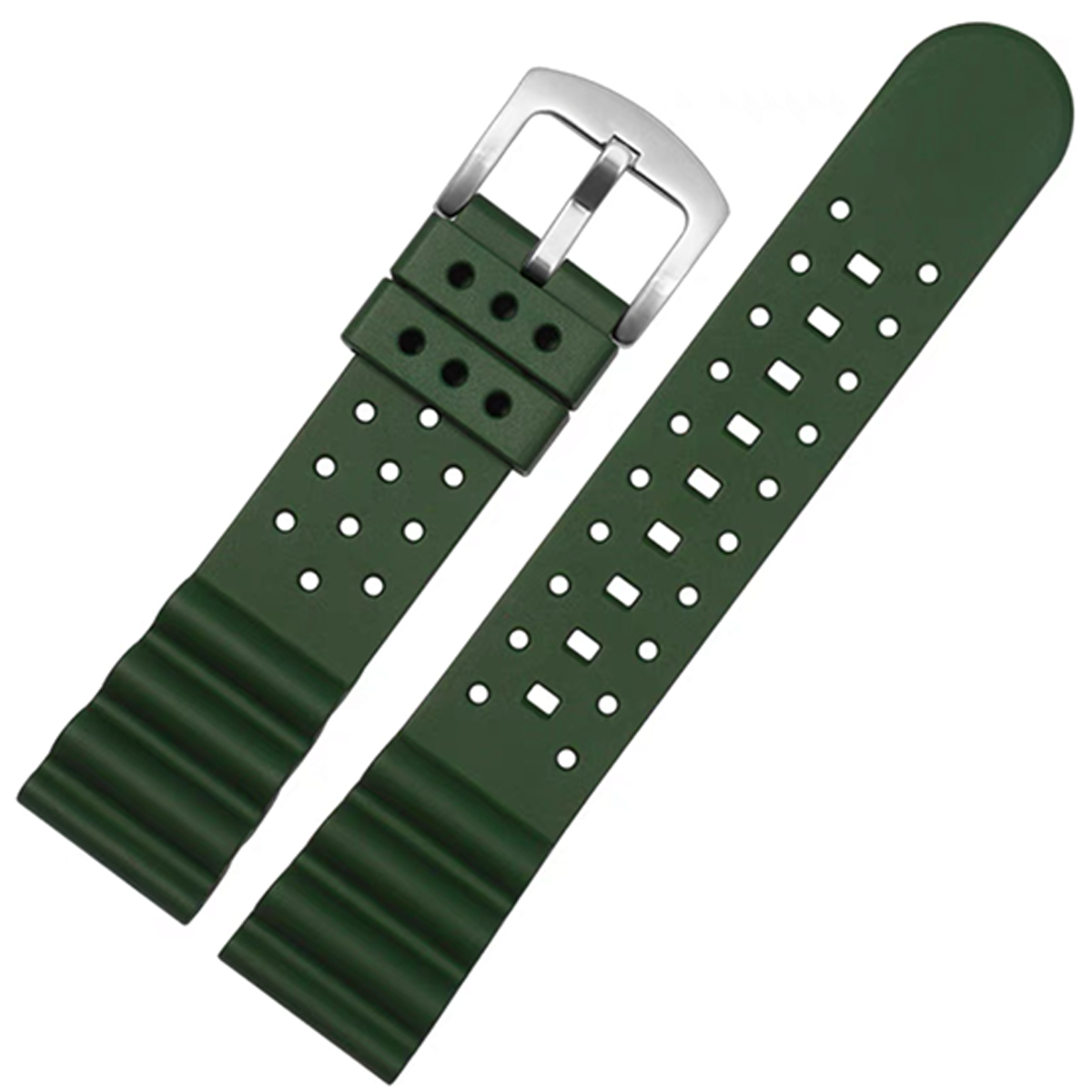 Laser Dice Quick-Release FKM Rubber Watch Strap Green 