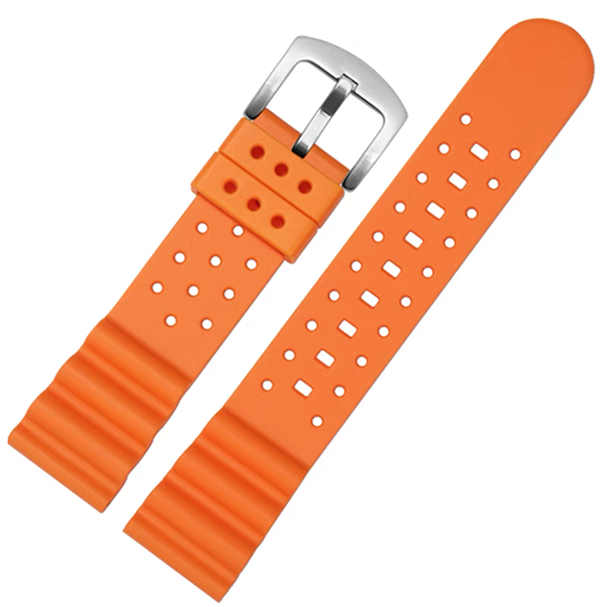 Laser Dice Quick-Release FKM Rubber Watch Strap Orange