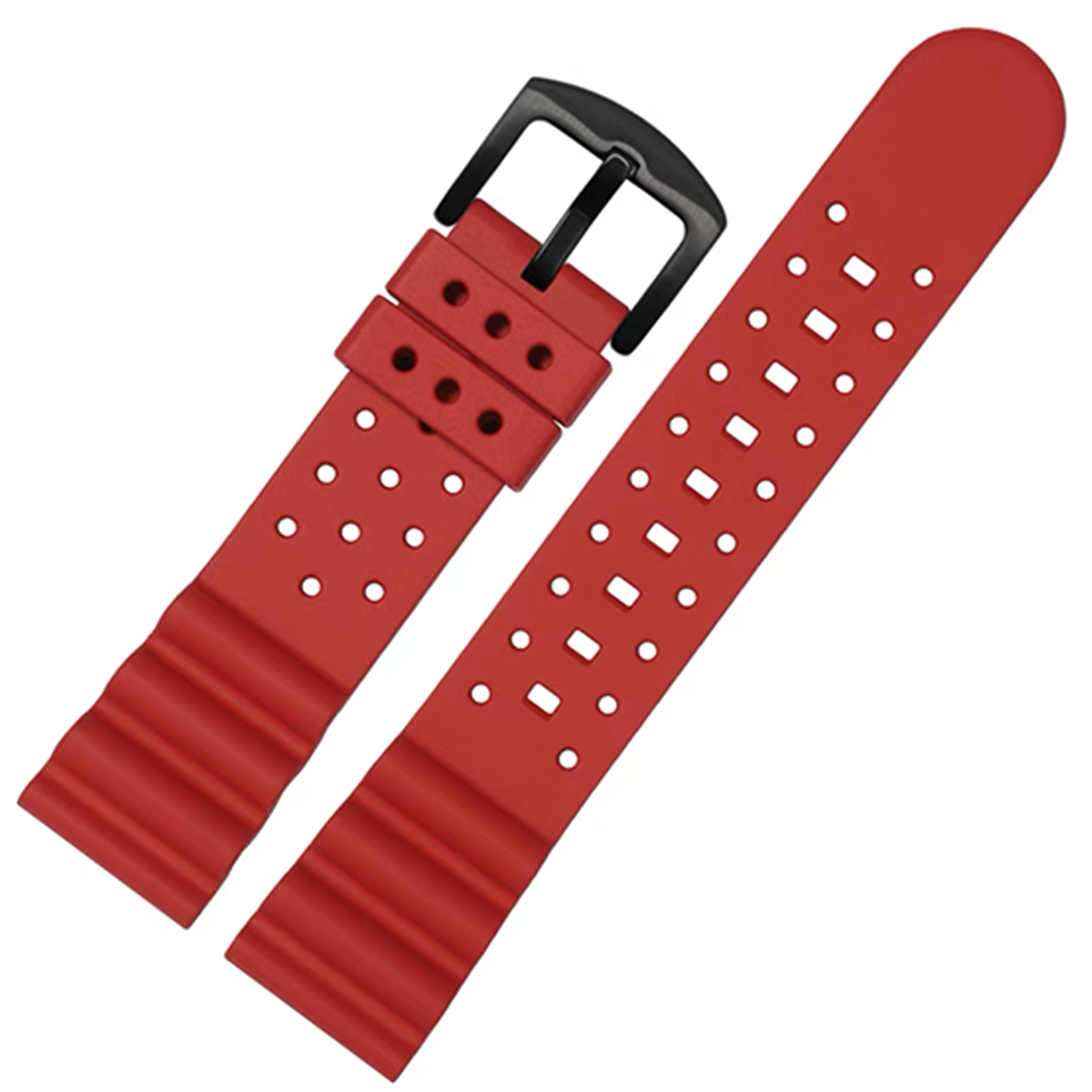 Laser Dice Quick-Release FKM Rubber Strap Red Black Pin Buckle - Skywatches