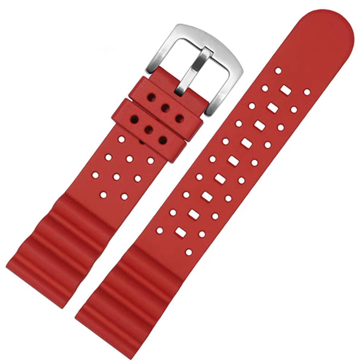 Laser Dice Quick-Release FKM Rubber Watch Strap Red 