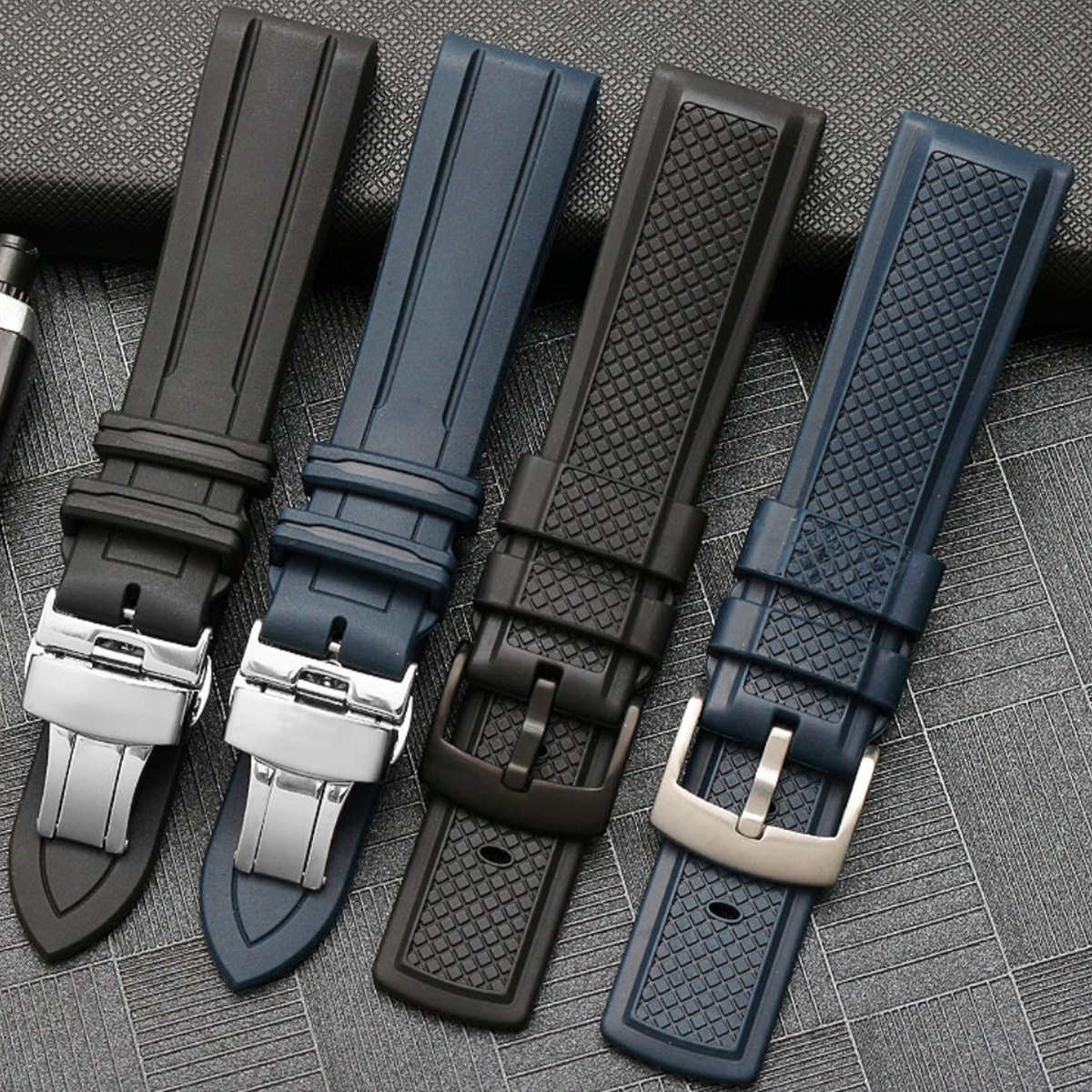 Eddison FKM Rubber Watch Strap Blue