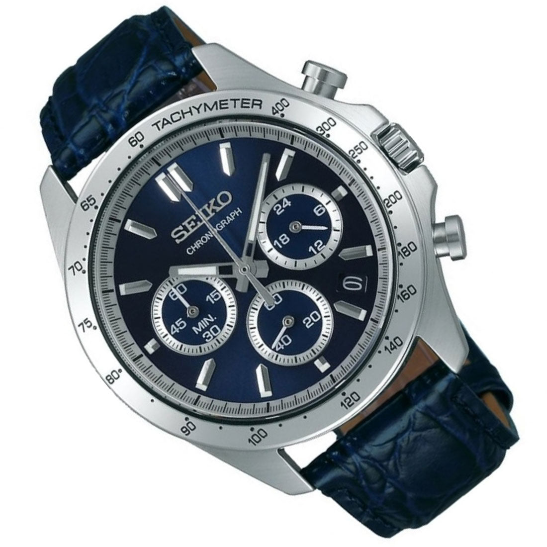 SBTR019 Seiko JDM Spirit Selection Blue Dial Chronograph Quartz Mens Leather Watch - Skywatches