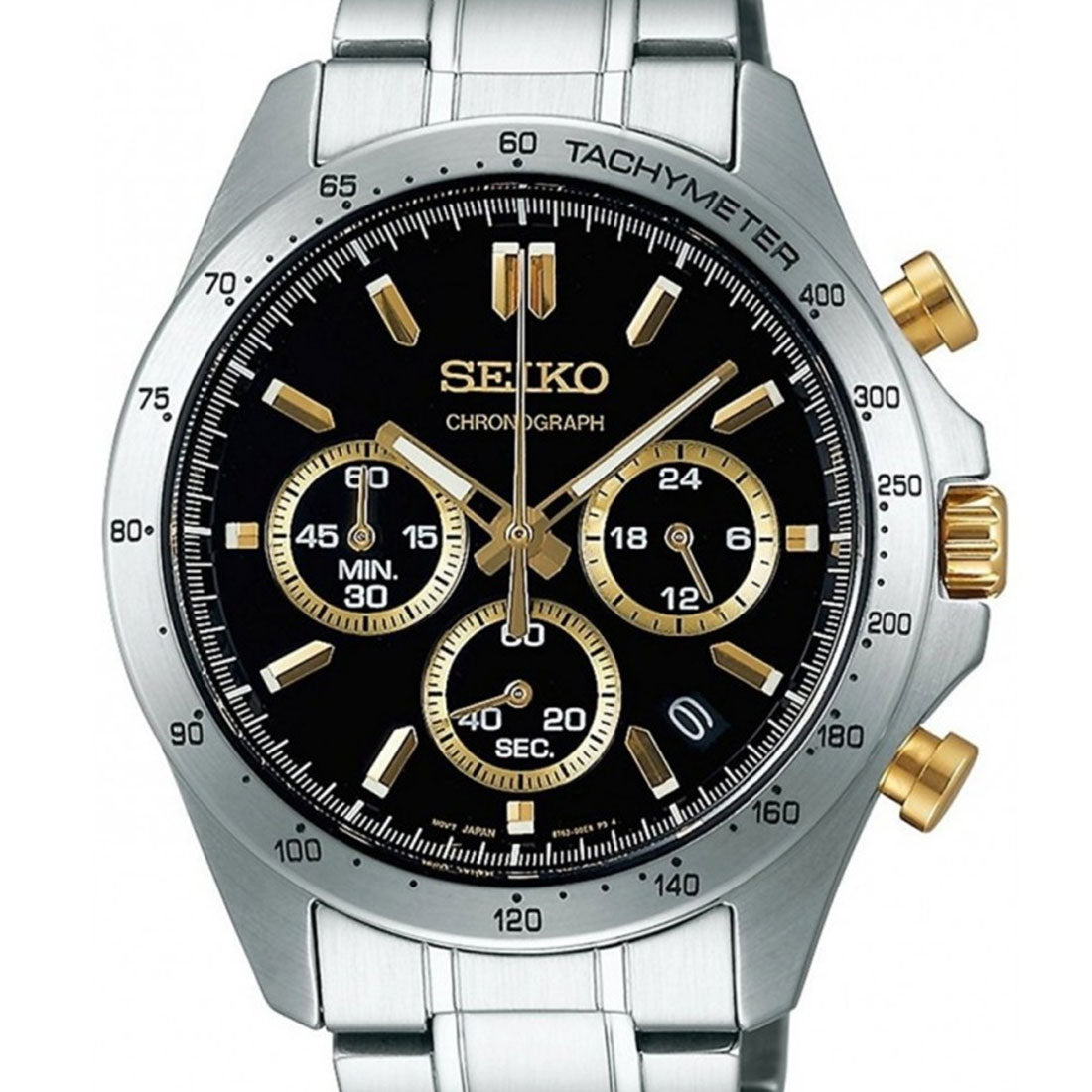 Seiko Spirit JDM Selection SBTR015 Black Gold Dial Quartz Chronograph Watch - Skywatches