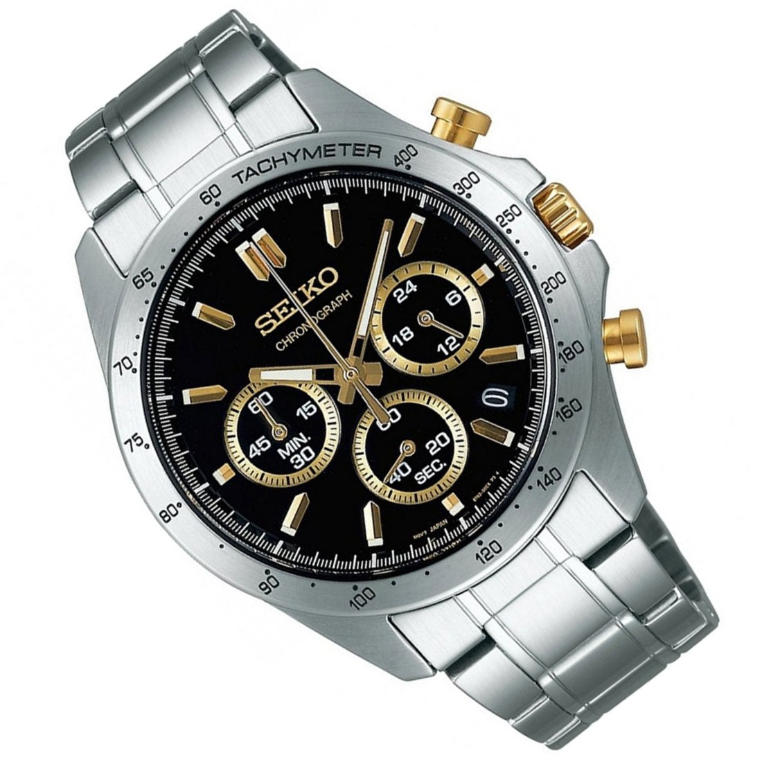 Seiko Spirit JDM Selection SBTR015 Black Gold Dial Quartz Chronograph Watch