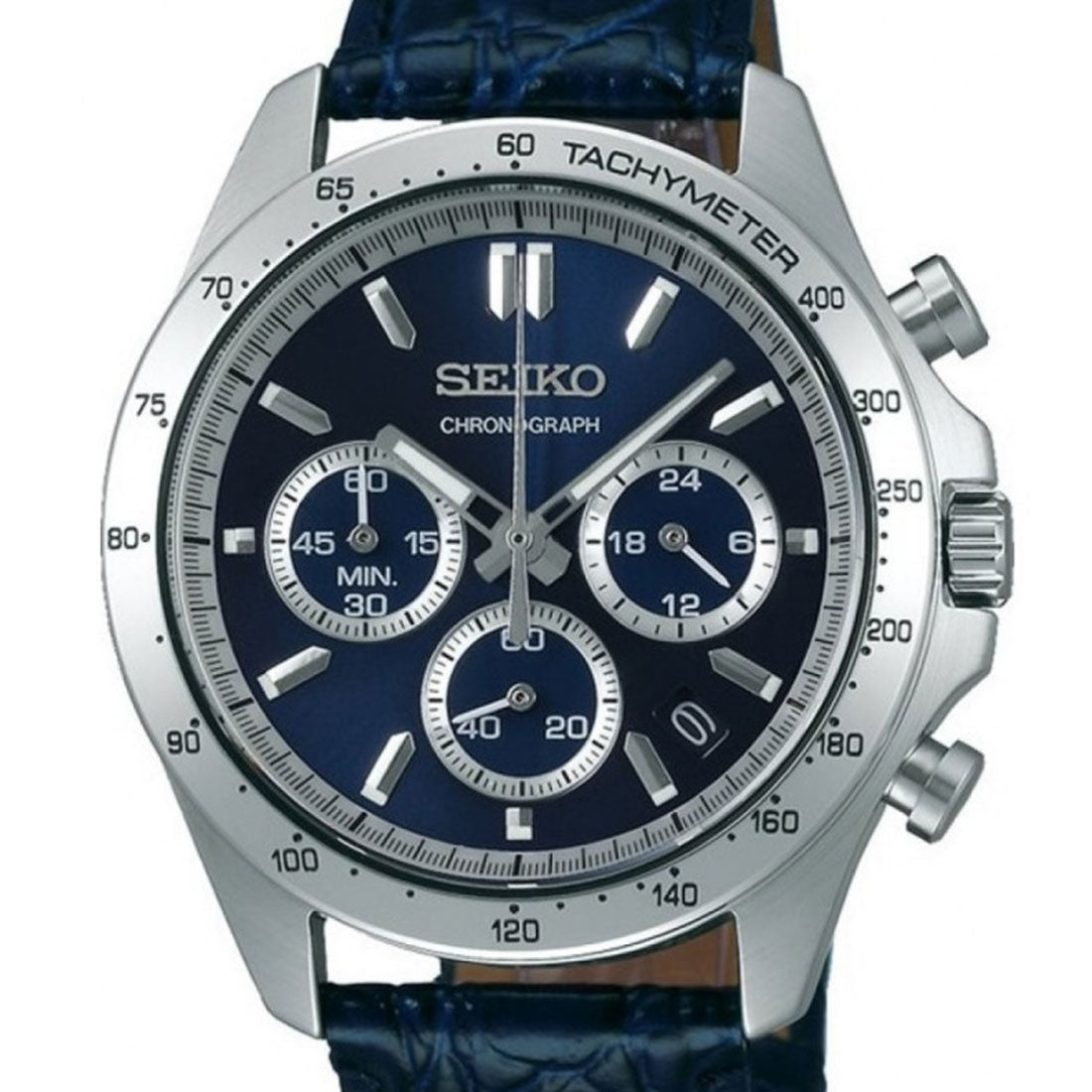SBTR019 Seiko JDM Spirit Selection Blue Dial Chronograph Quartz Mens Leather Watch - Skywatches