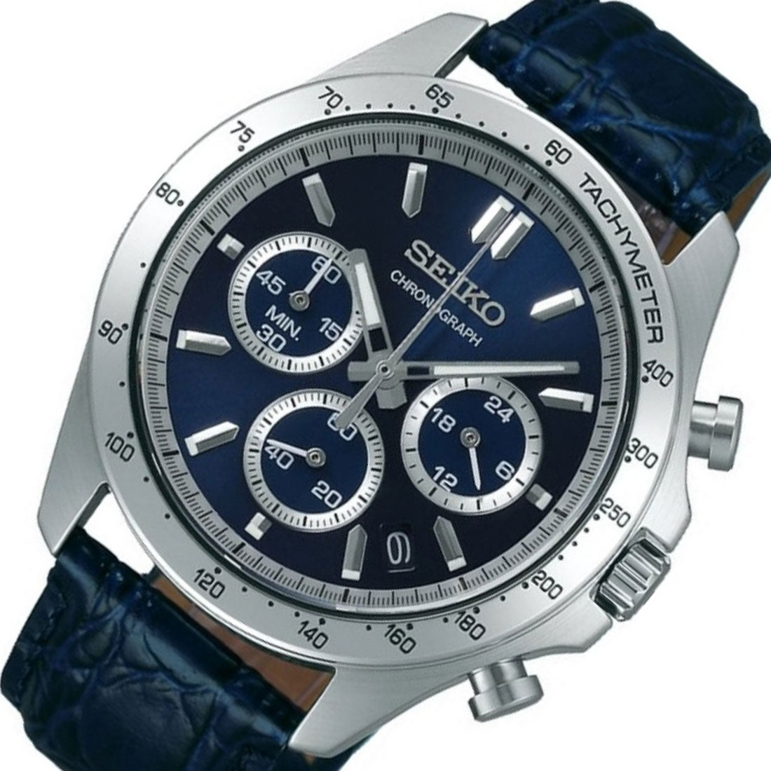 SBTR019 Seiko JDM Spirit Selection Blue Dial Chronograph Quartz Mens Leather Watch - Skywatches