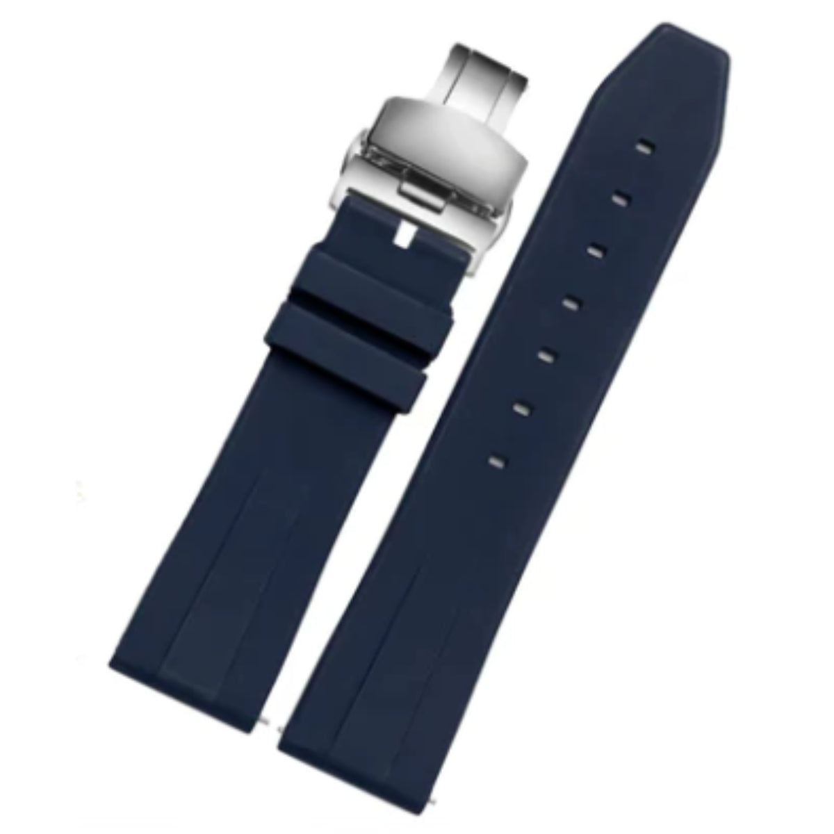 Zac FKM Rubber Quick-Release Strap Blue (Silver Butterfly Clasp)