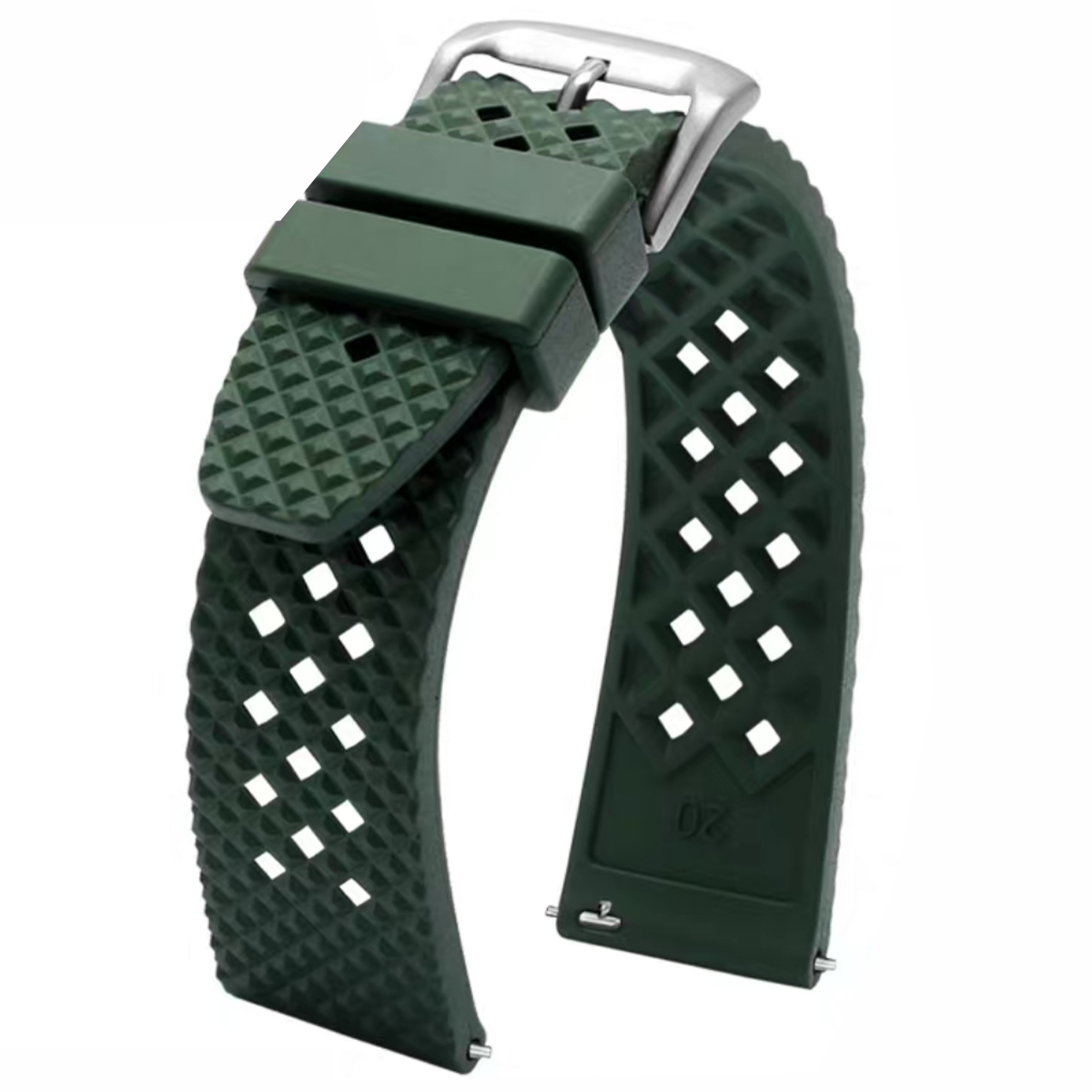 Carlton Perforated Quick-Release Rally Rubber Watch Strap Green