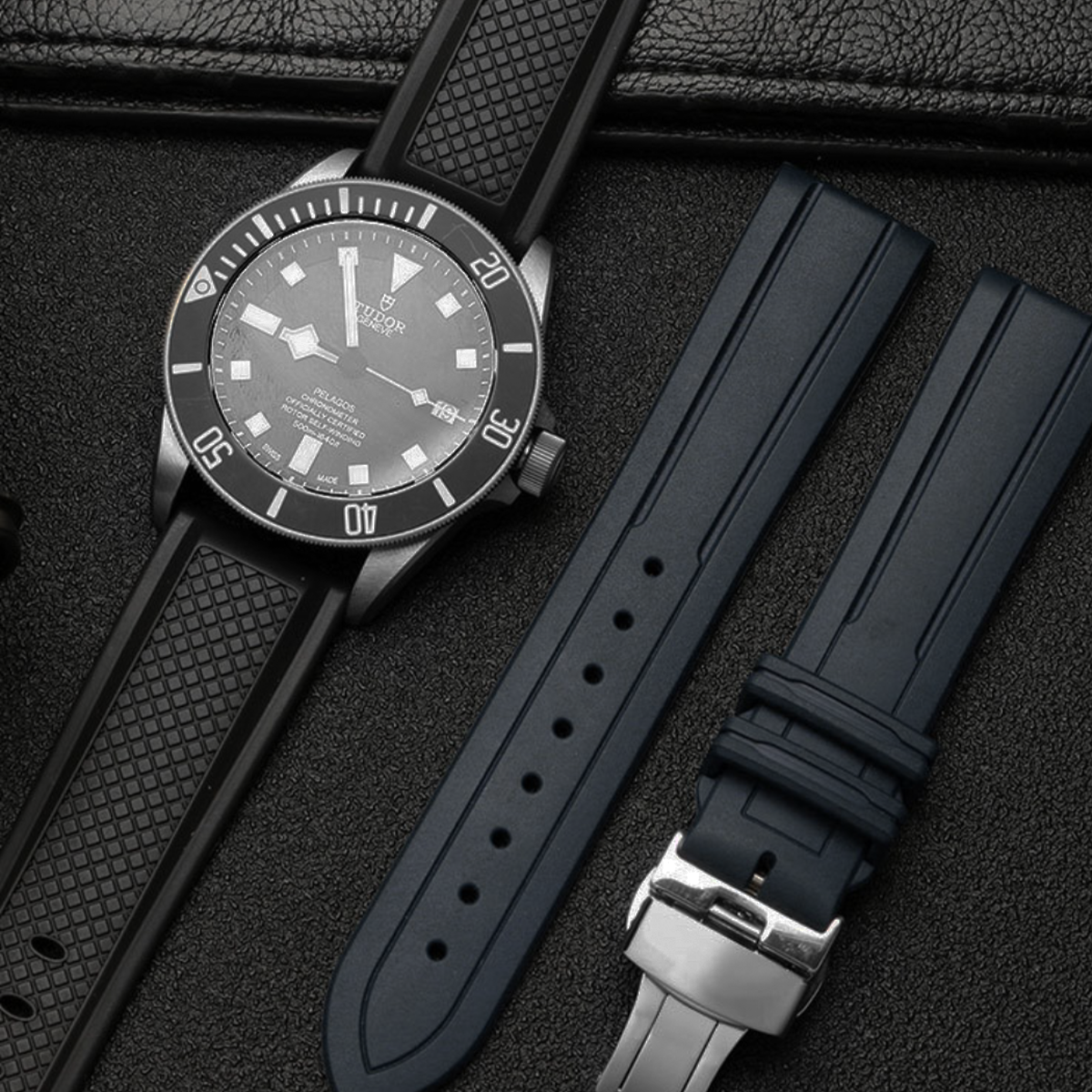 Eddison FKM Rubber Watch Strap Black