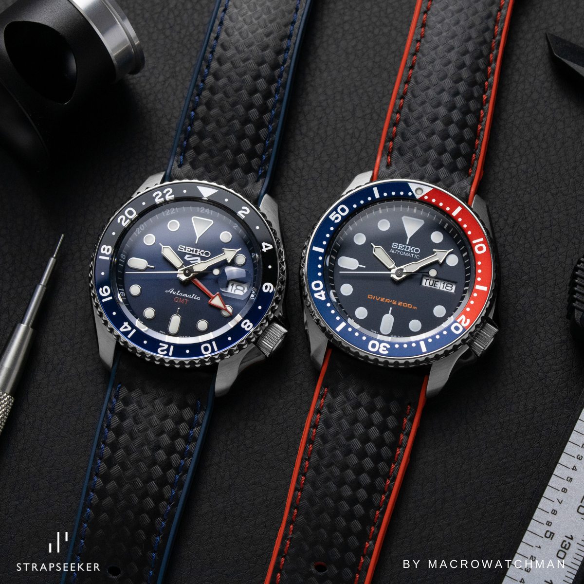 Ezra Leather Rubber Performance Hybrid Strap Blue