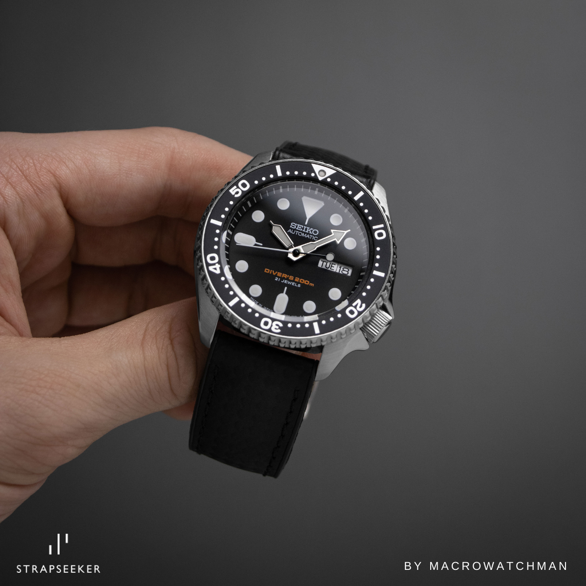 Ezra Leather Rubber Performance Hybrid Strap Black