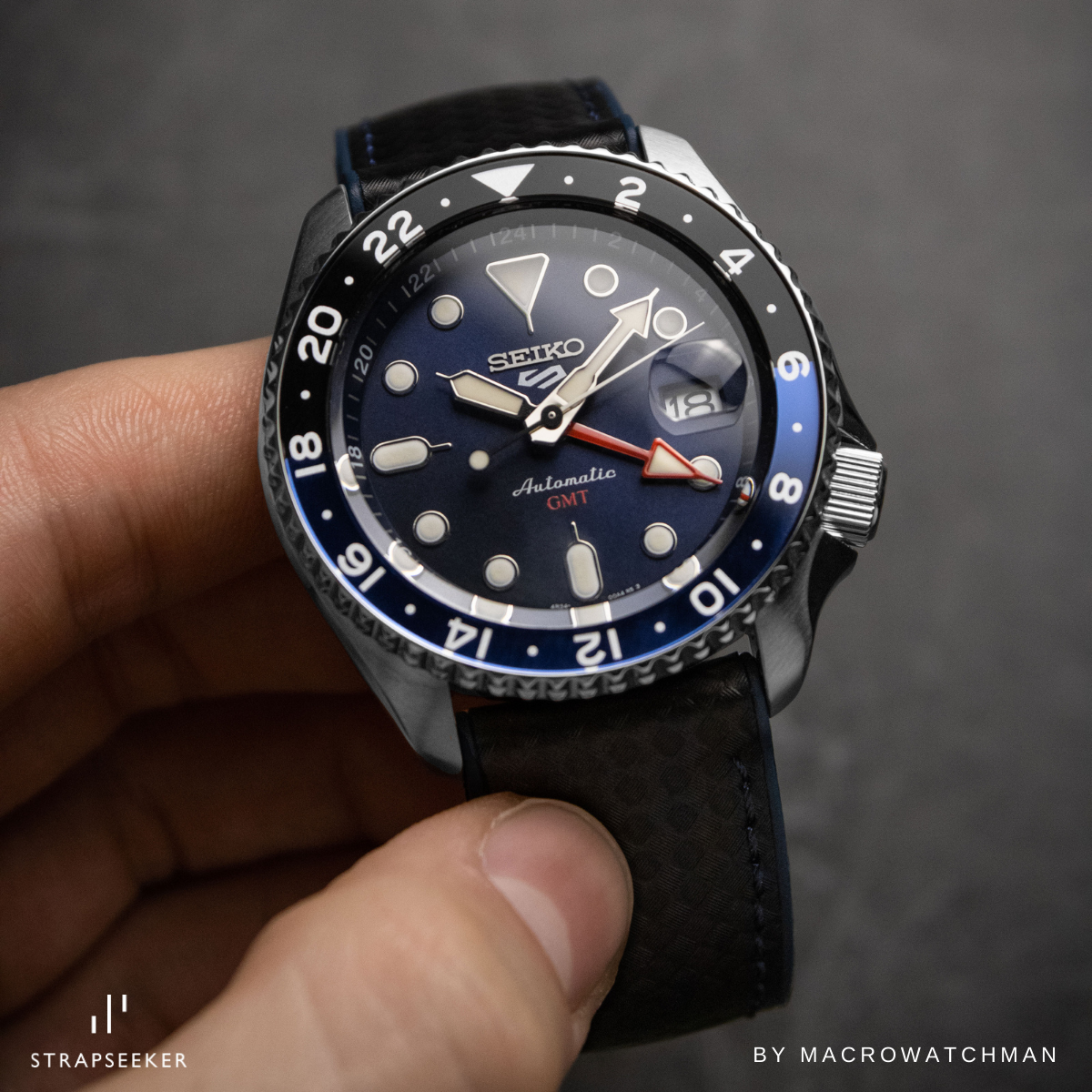 Ezra Leather Rubber Performance Hybrid Strap Blue