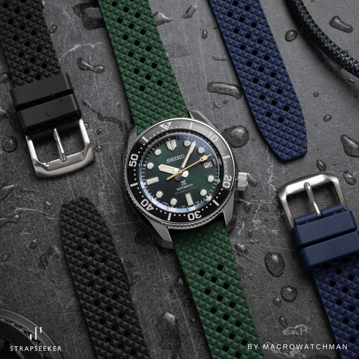 Carlton Perforated Quick-Release Rally Rubber Strap Green