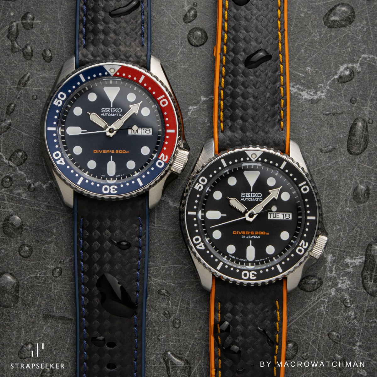 Ezra Leather Rubber Performance Hybrid Strap Orange