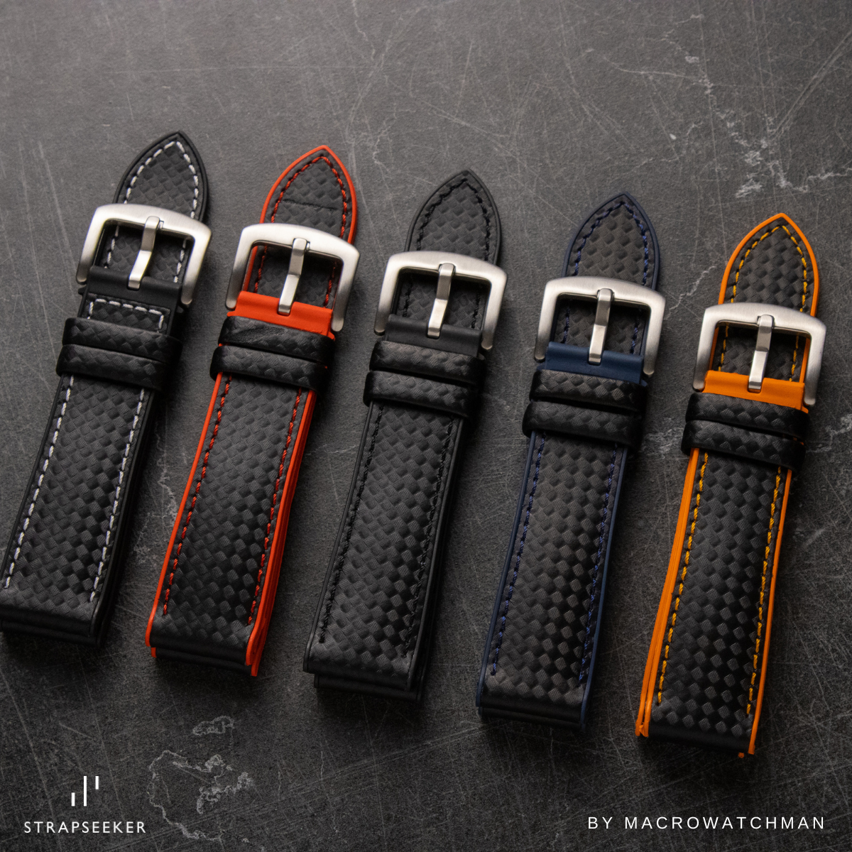 Ezra Leather Rubber Performance Hybrid Strap Orange