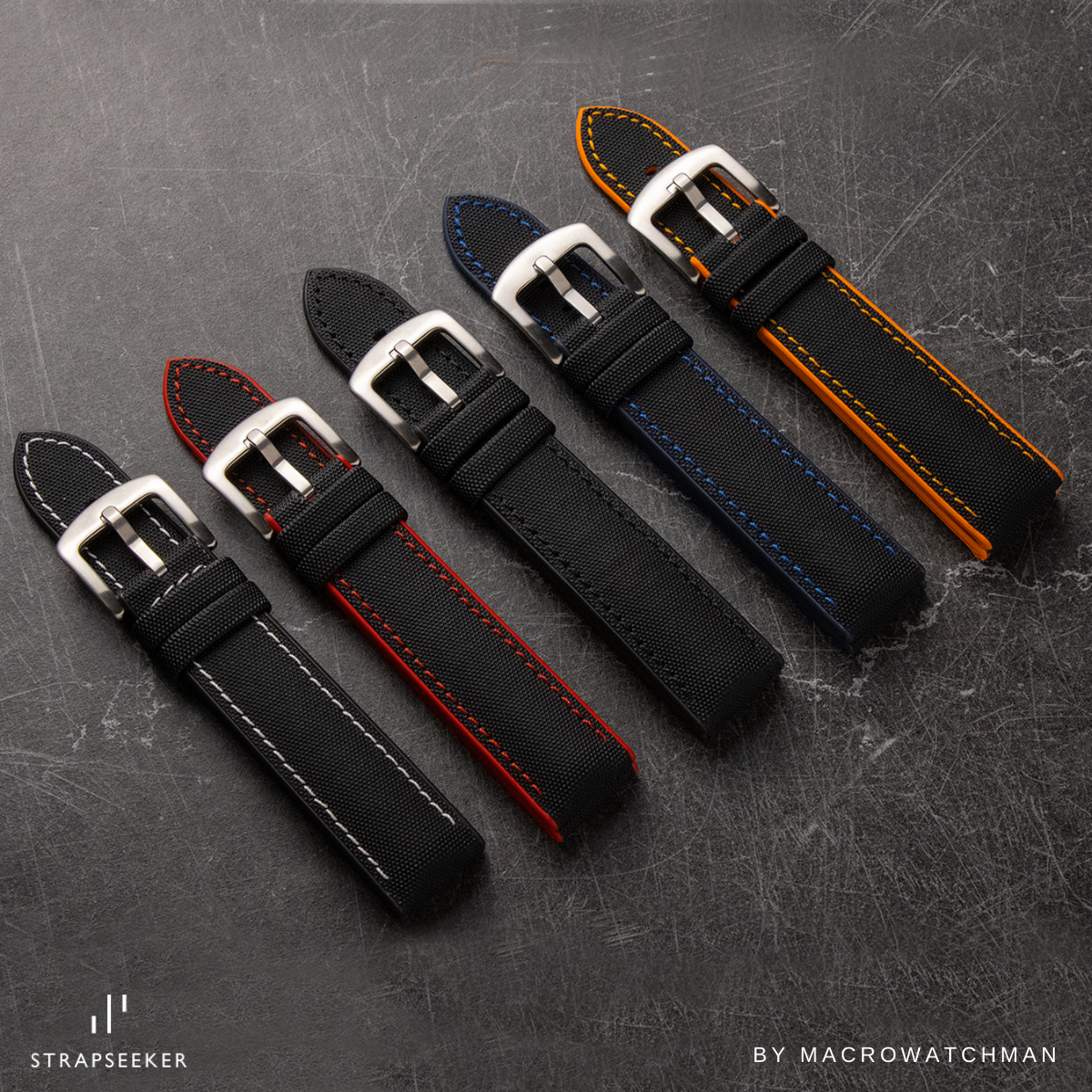 Luca Canvas Nylon & FKM Rubber Hybrid Performance Strap Black