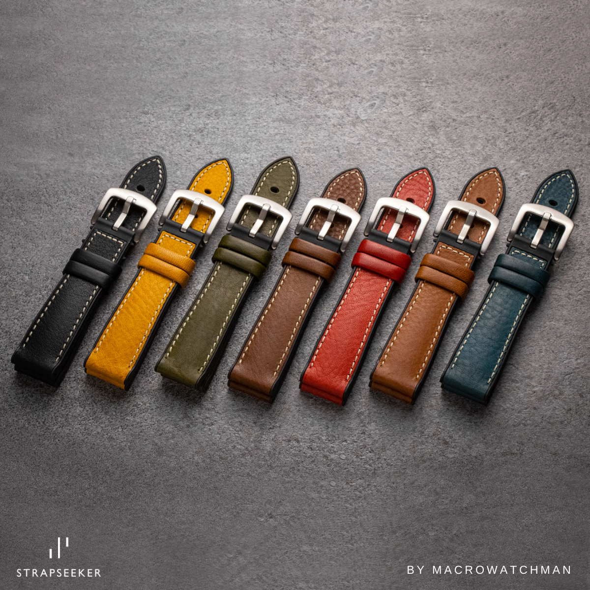 Watts Premium Italian Calf Leather Rubber Hybrid Performance Strap Dark Brown