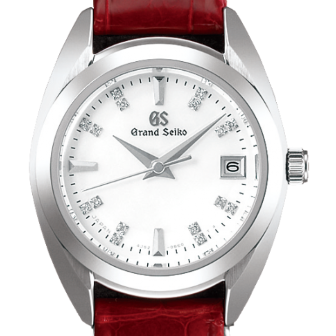 GS Grand Seiko Elegance STGF287G STGF287 Quartz White Dial Leather Watch - Skywatches