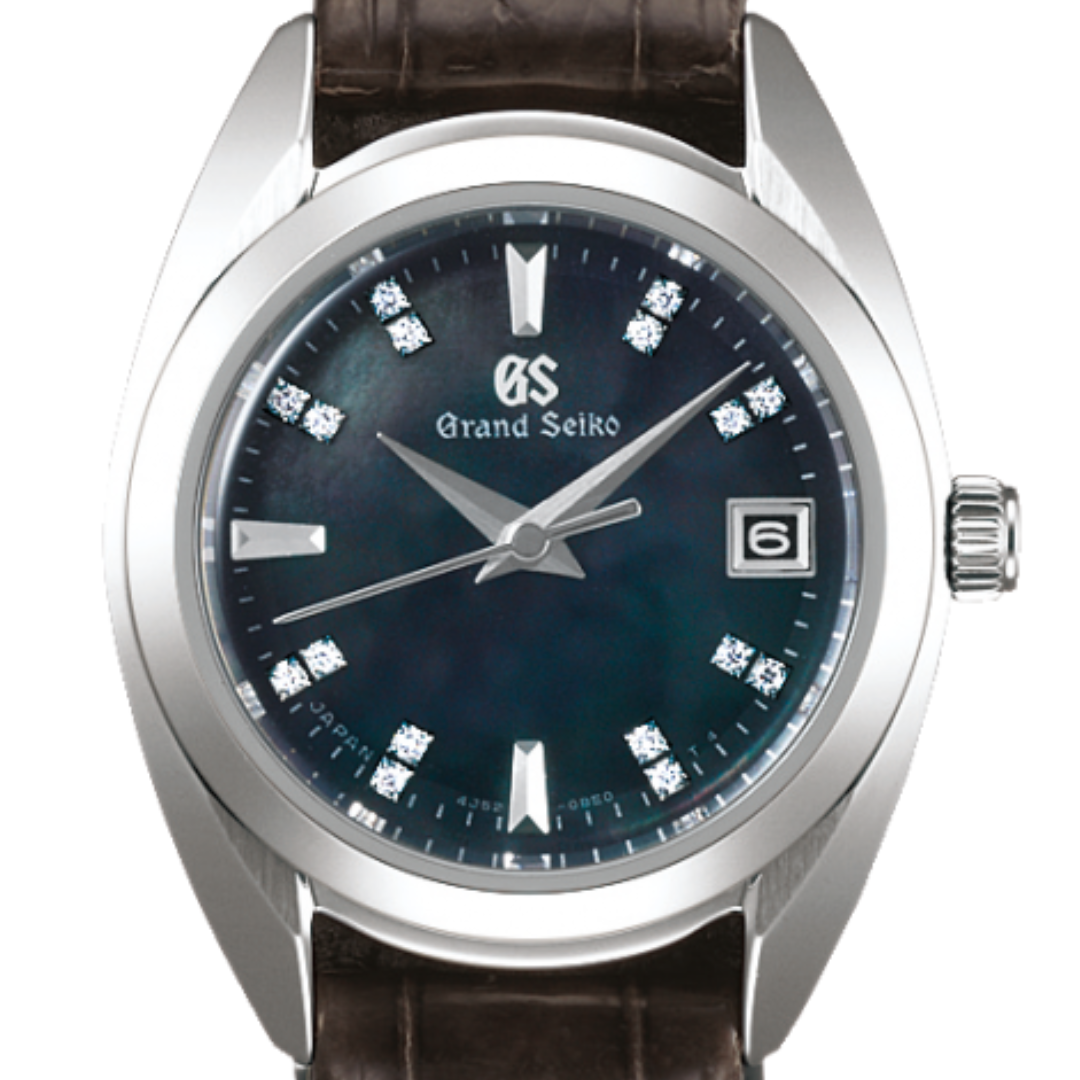 GS Grand Seiko Elegance STGF289G STGF289 Quartz Black Dial Leather Watch - Skywatches