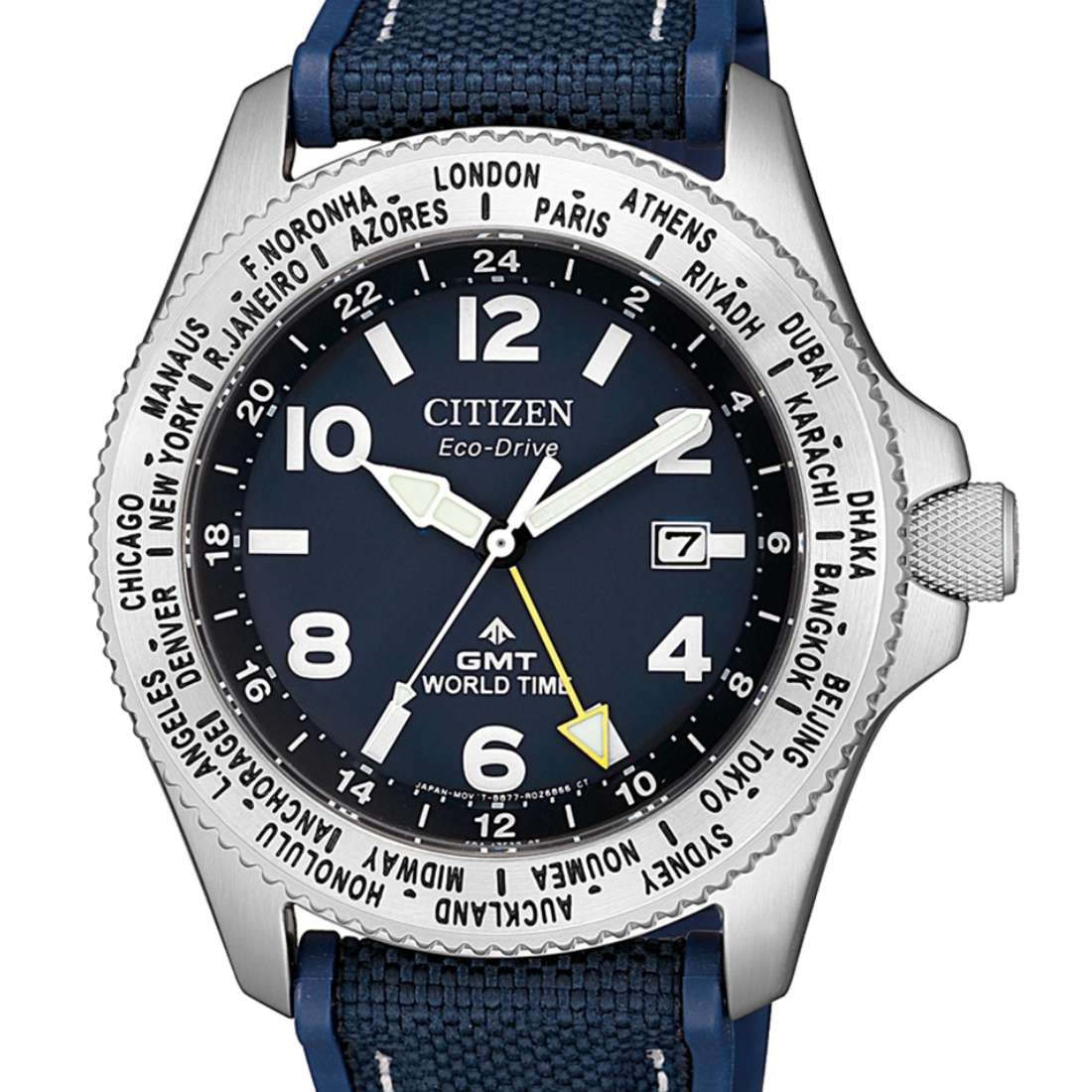 Citizen Promaster GMT BJ7100-15L World Time Eco-Drive Blue Dial Watch - Skywatches