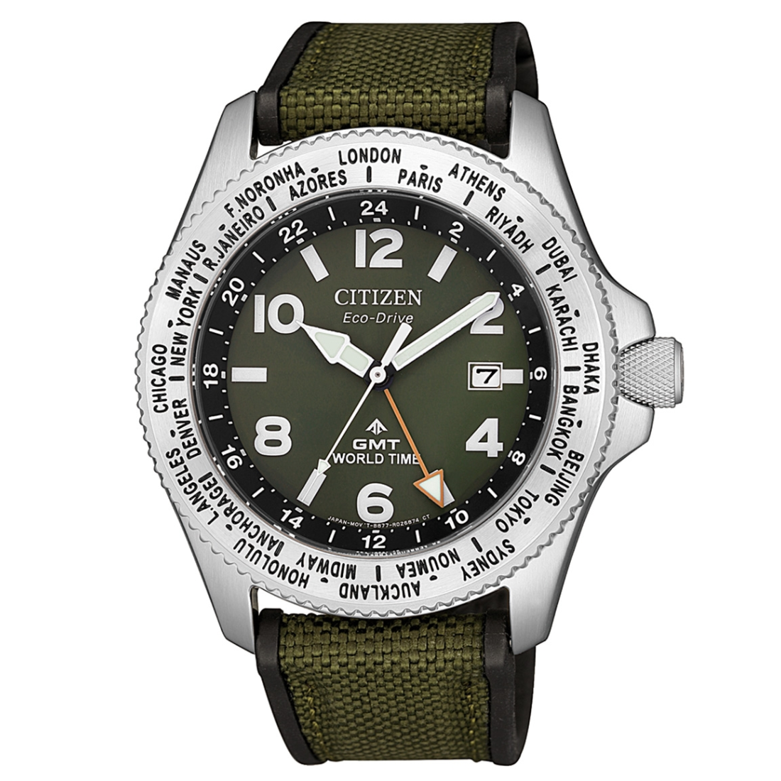 Citizen Promaster GMT Land BJ7100-23X Eco-Drive Green Dial Watch - Skywatches