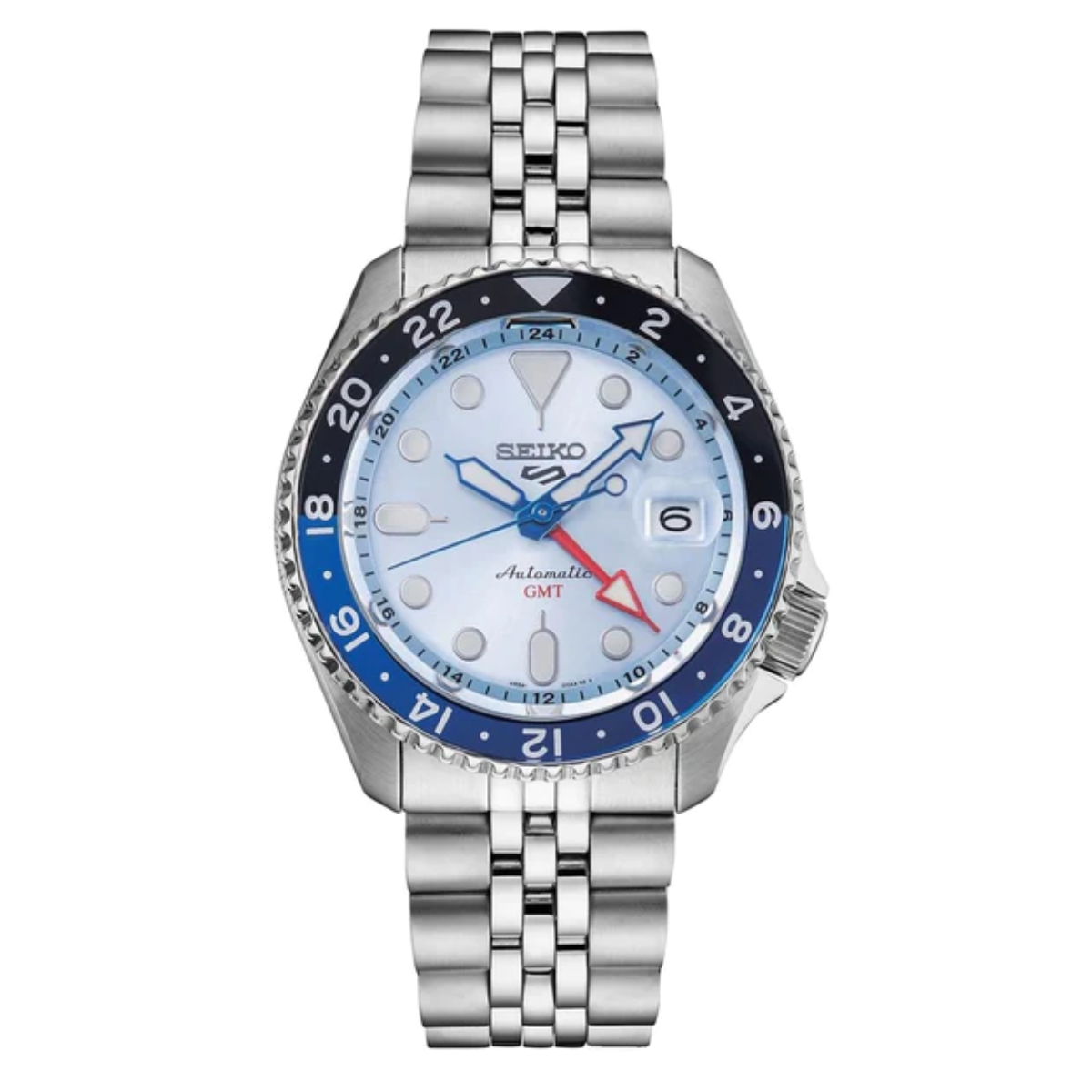 Seiko 5 Sports GMT SSK029K1 SSK029 SSK029K Ice Blue Limited Edition Watch - Skywatches