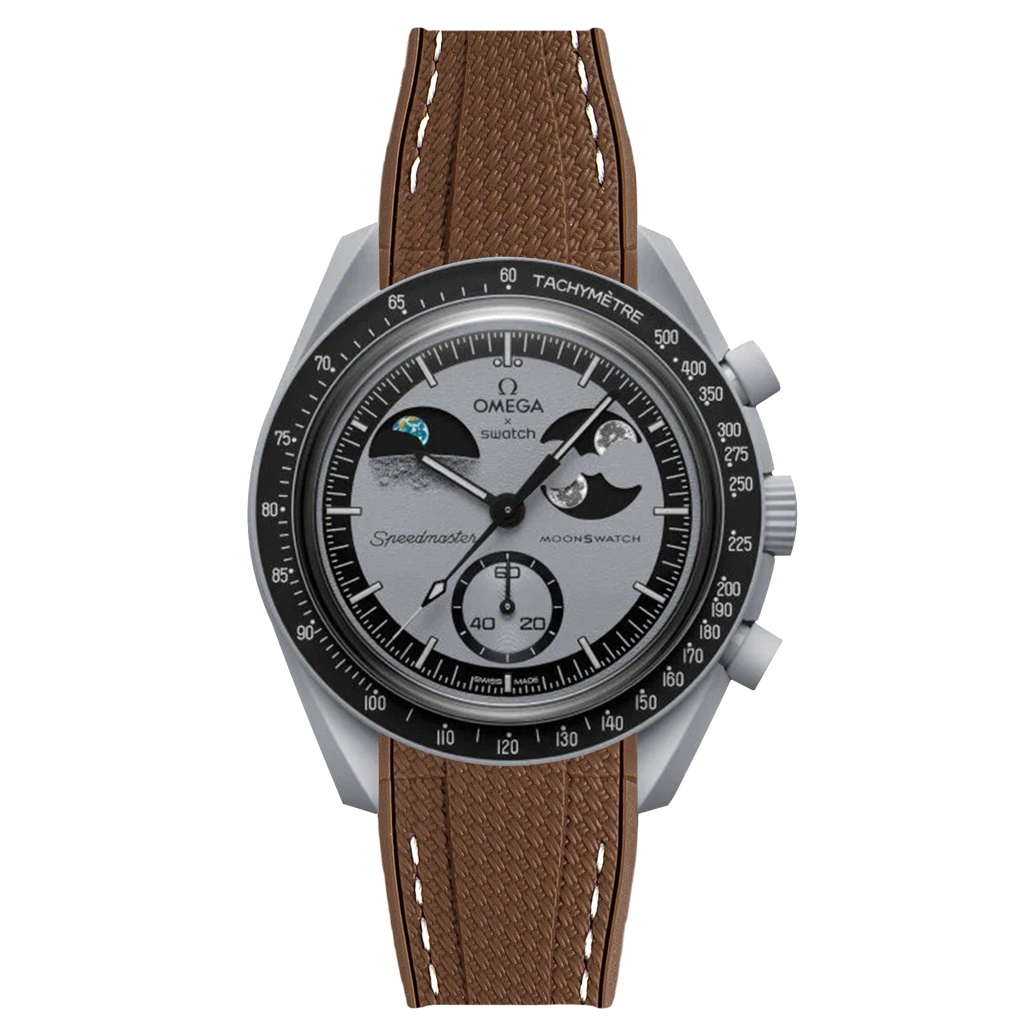 Brown/White Textured Silicone Watch Strap | Mission to Earthphase
