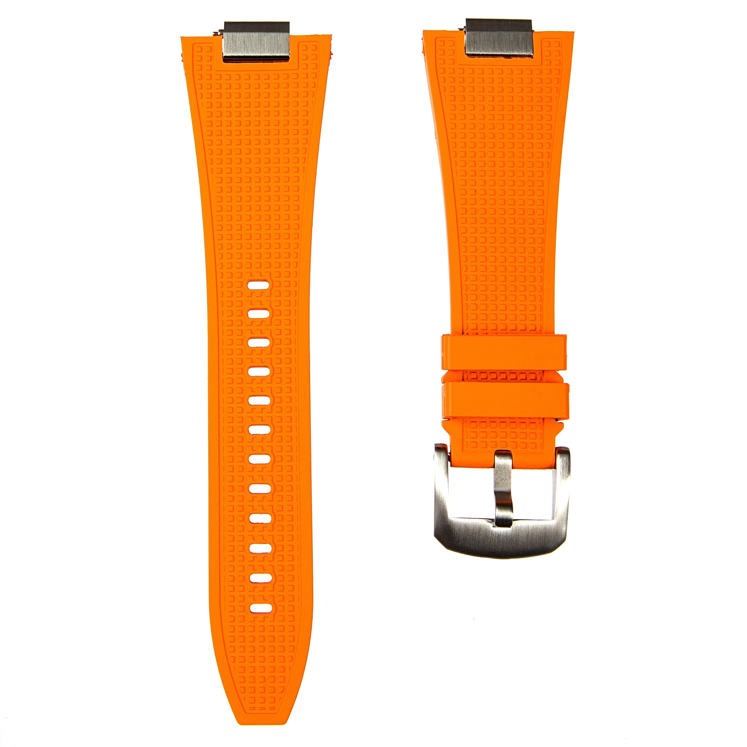 Waffle FKM Rubber Strap for Tissot PRX - Quick-Release - Orange (2433)