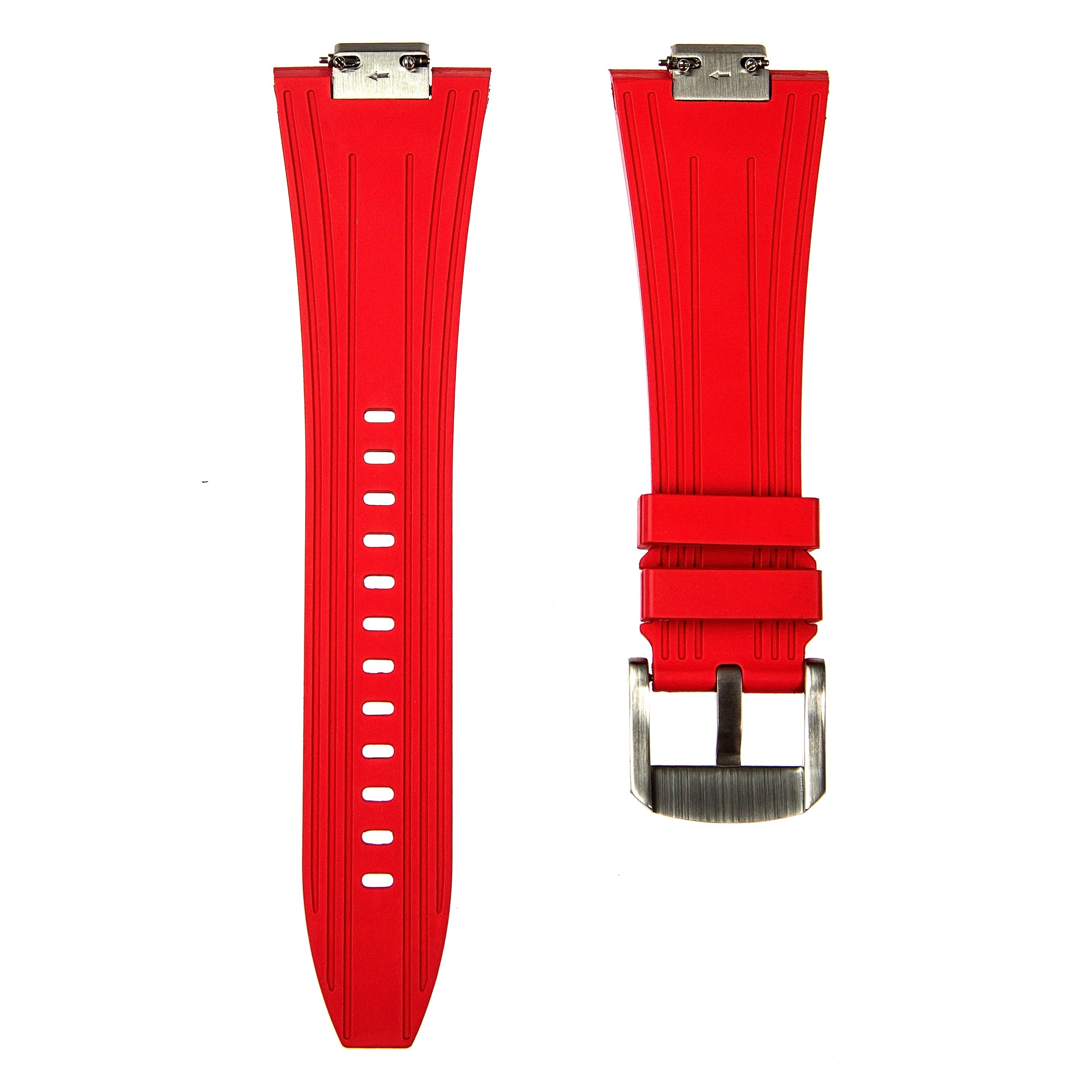 Waffle FKM Rubber Strap for Tissot PRX - Quick-Release - Red (2433)