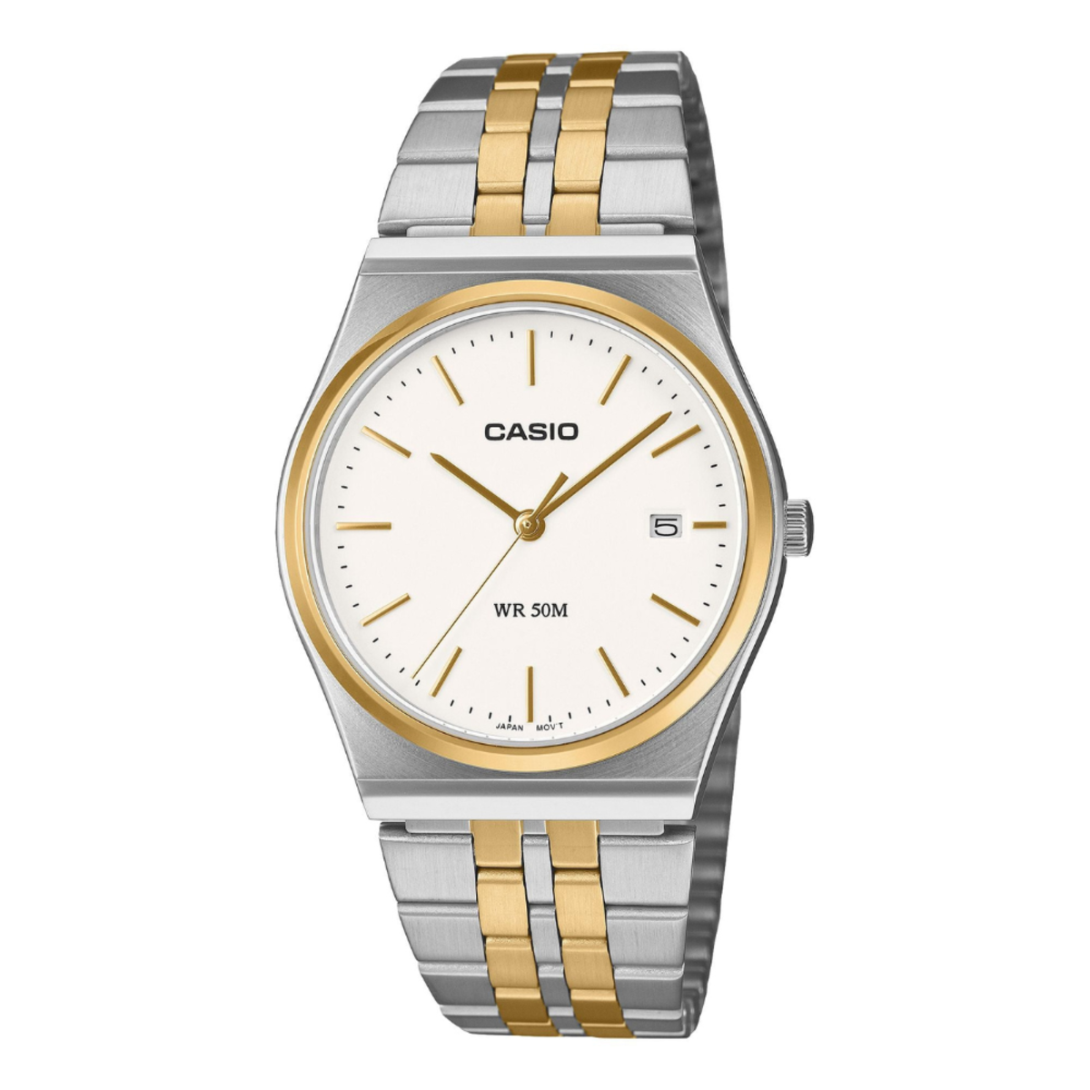 Casio General x Analog ft. Retro 1980s | MTP-B145SG-7A Two-Tone White Dial