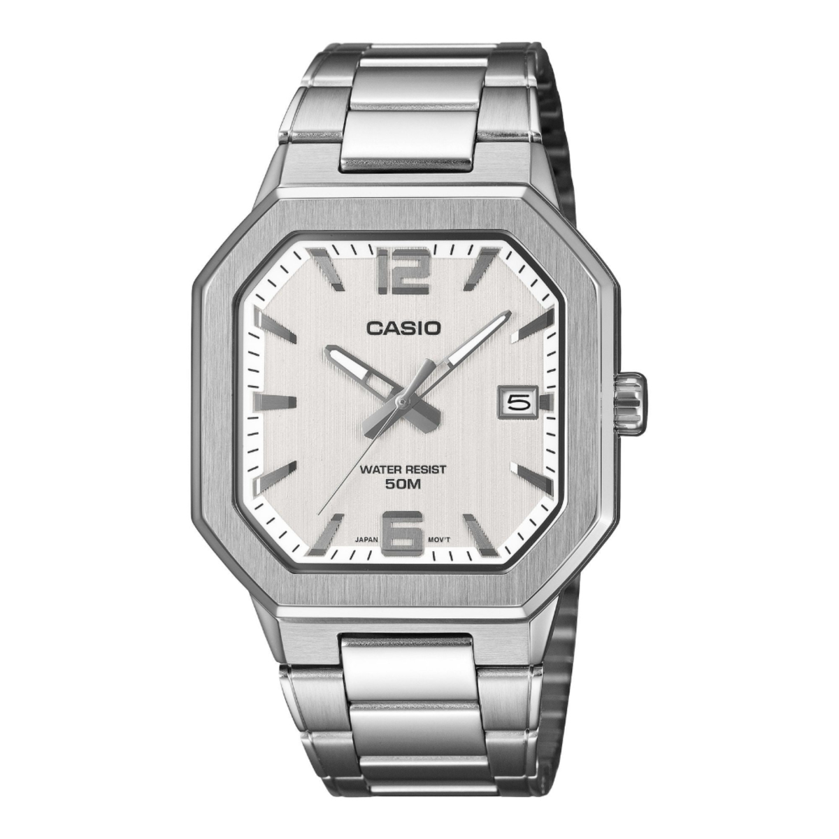 Casio Men's MTP-B195D-7A | Sharp Hexagon Stainless Steel