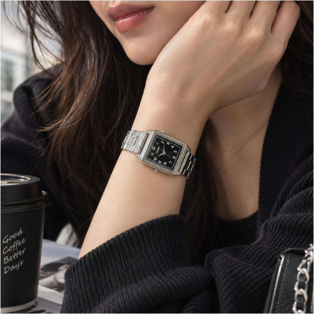 Casio Rectangular Stainless Steel Women's Watch LTP-B150DA-1B