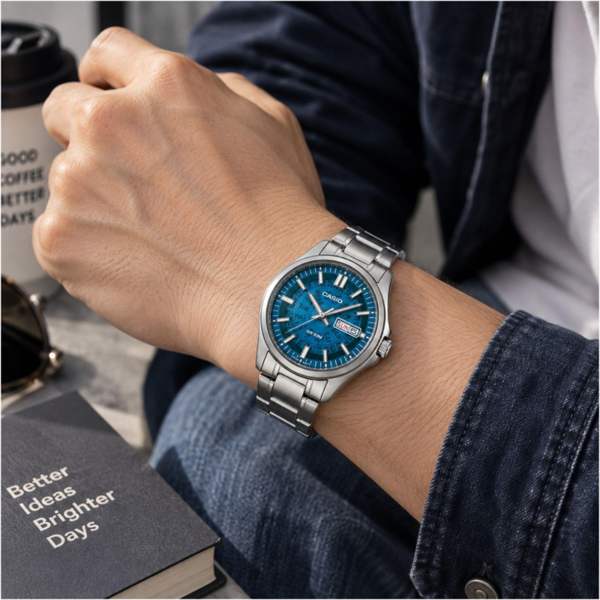 Casio Translucent Blue Dial Quartz Mens Watch MTP-E740-2A2
