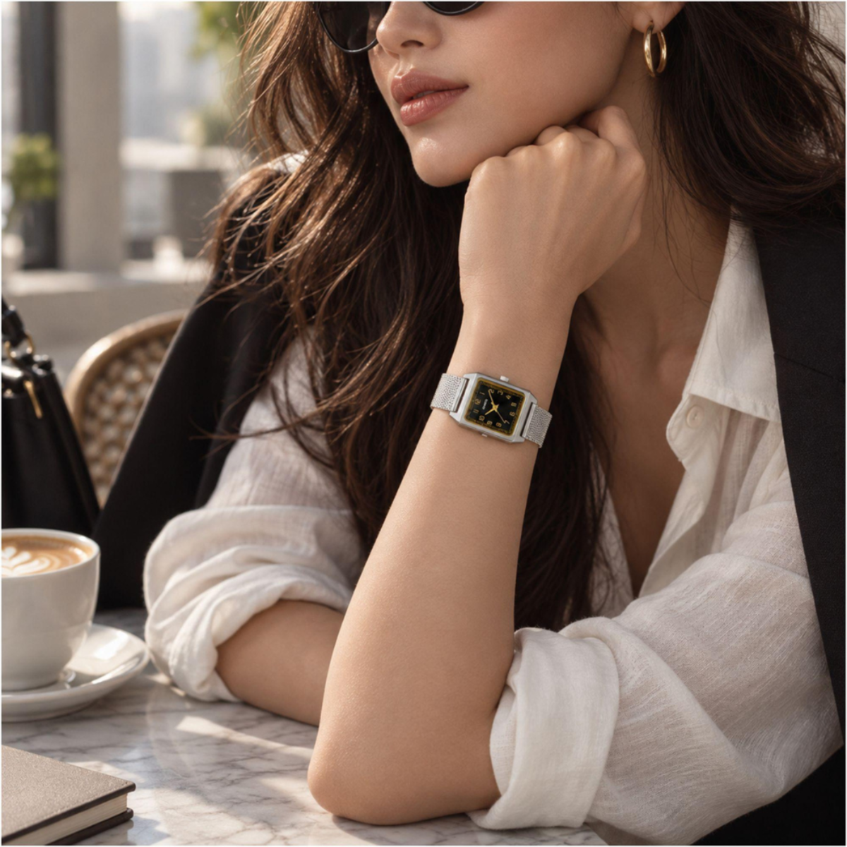 Casio Rectangular Black Dial Mesh Women's Watch LTP-B150M-1B