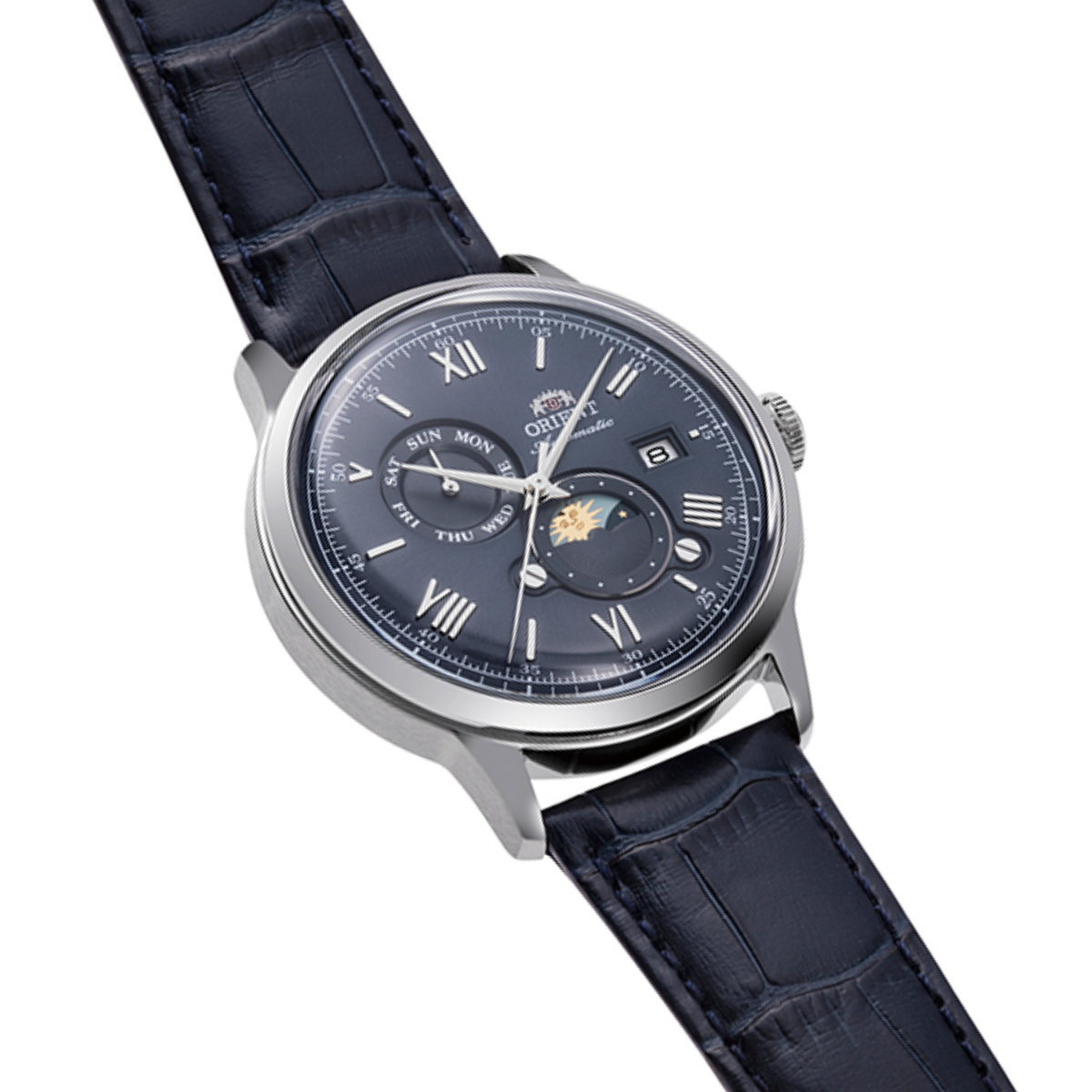 Orient Bambino Sun & Moon RA-AK0806L 75th Anniversary Mechanical Leather Watch