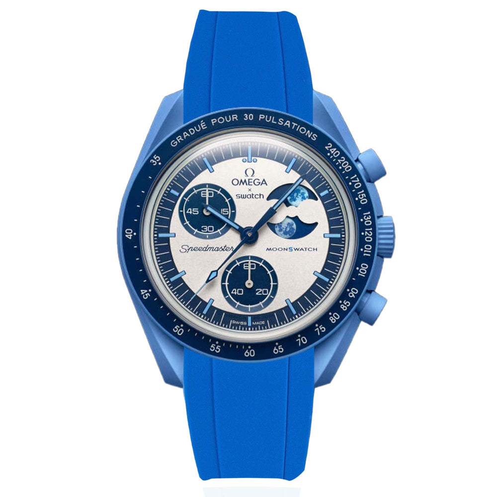 Royal Blue Curved End Rubber Watch Band | Omega x Swatch | Snoopy