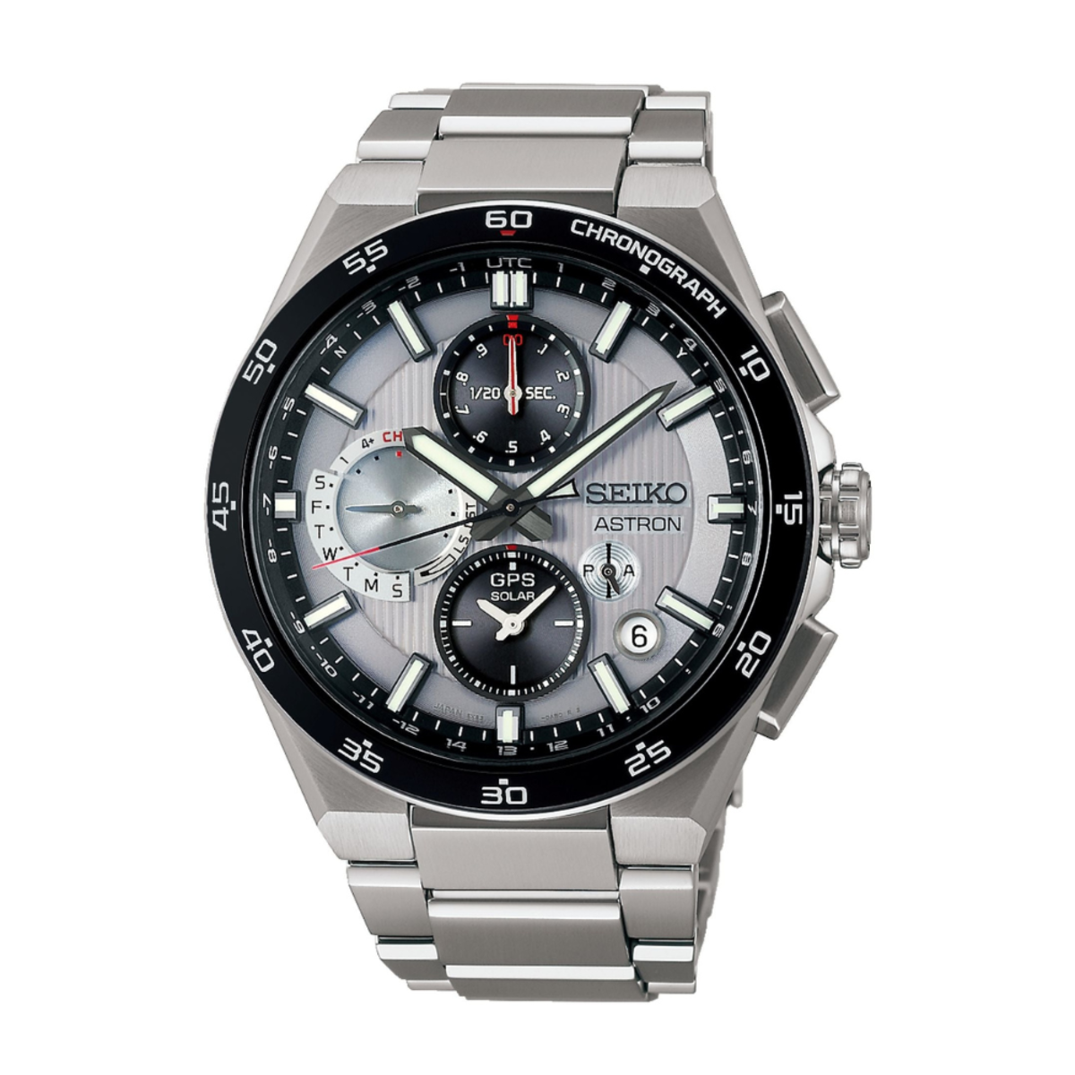 Seiko Astron GPS Solar Dual-Time Chronograph Titanium Watch SSH153J1