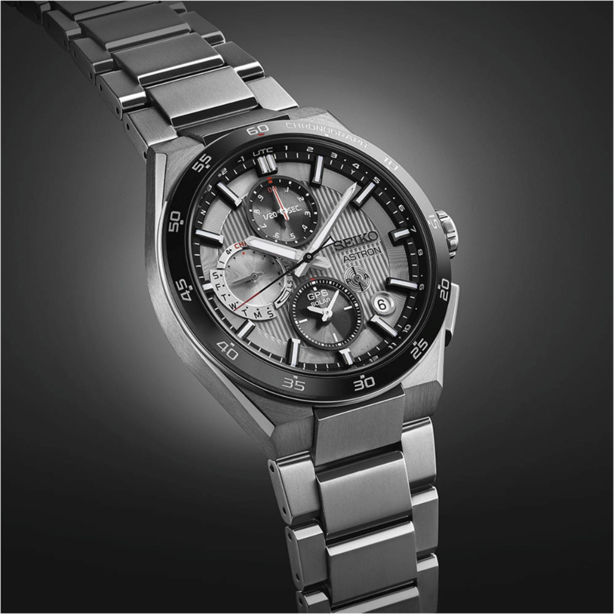 Seiko Astron GPS Solar Dual-Time Chronograph Titanium Watch SSH153J1