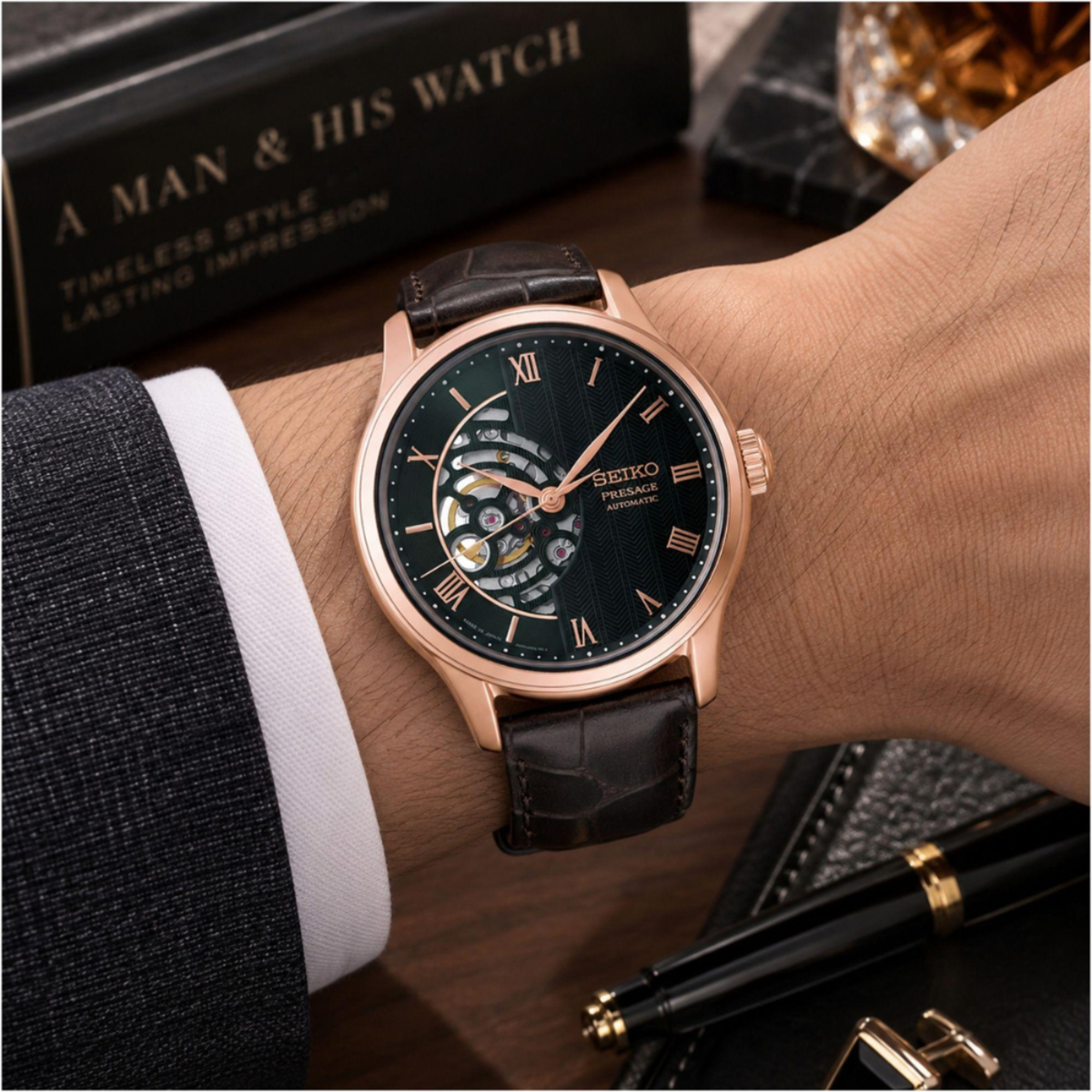 Seiko Presage Japanese Garden Semi-Skeleton HCB007J1 Watch